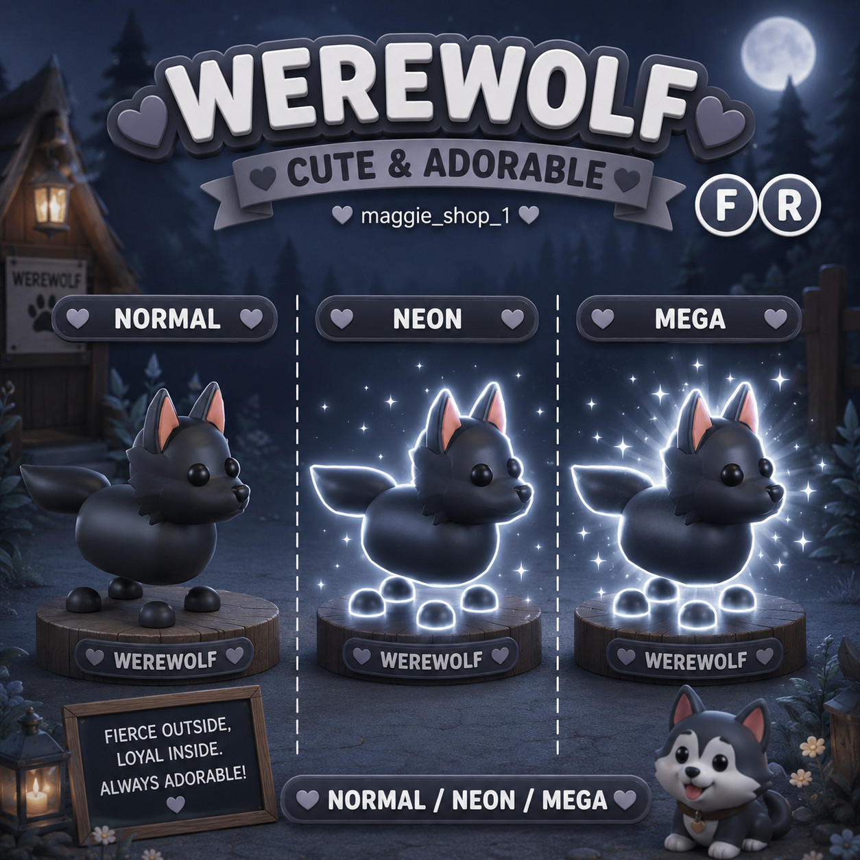 Werewolf FR Normal/Neon /Mega ✨ Adopt From Me Today ✨ Top Picks