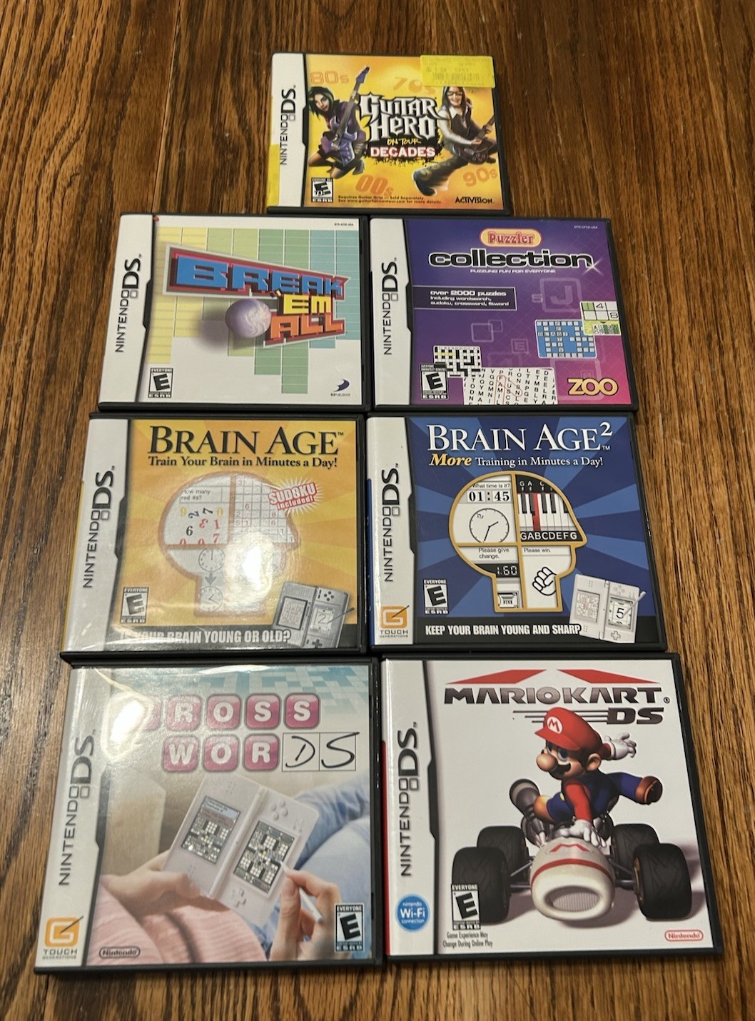 Nintendo DS Lot Brain Age Mario Kart Crosswords Puzzler Game Lot