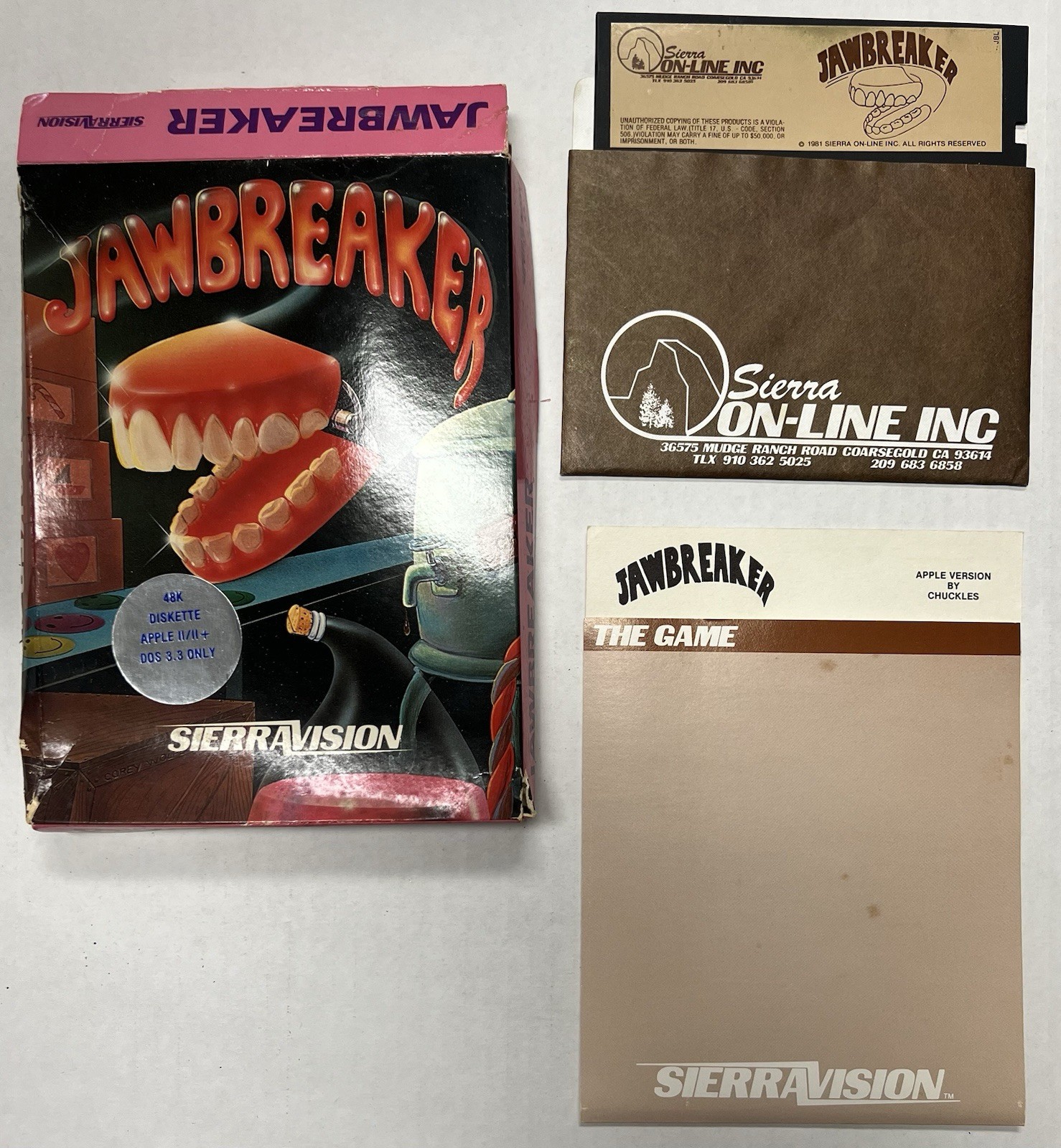 Jawbreaker (Sierra Online Inc 1981) Apple II – 48K Diskette – CIB – Vintage Rare