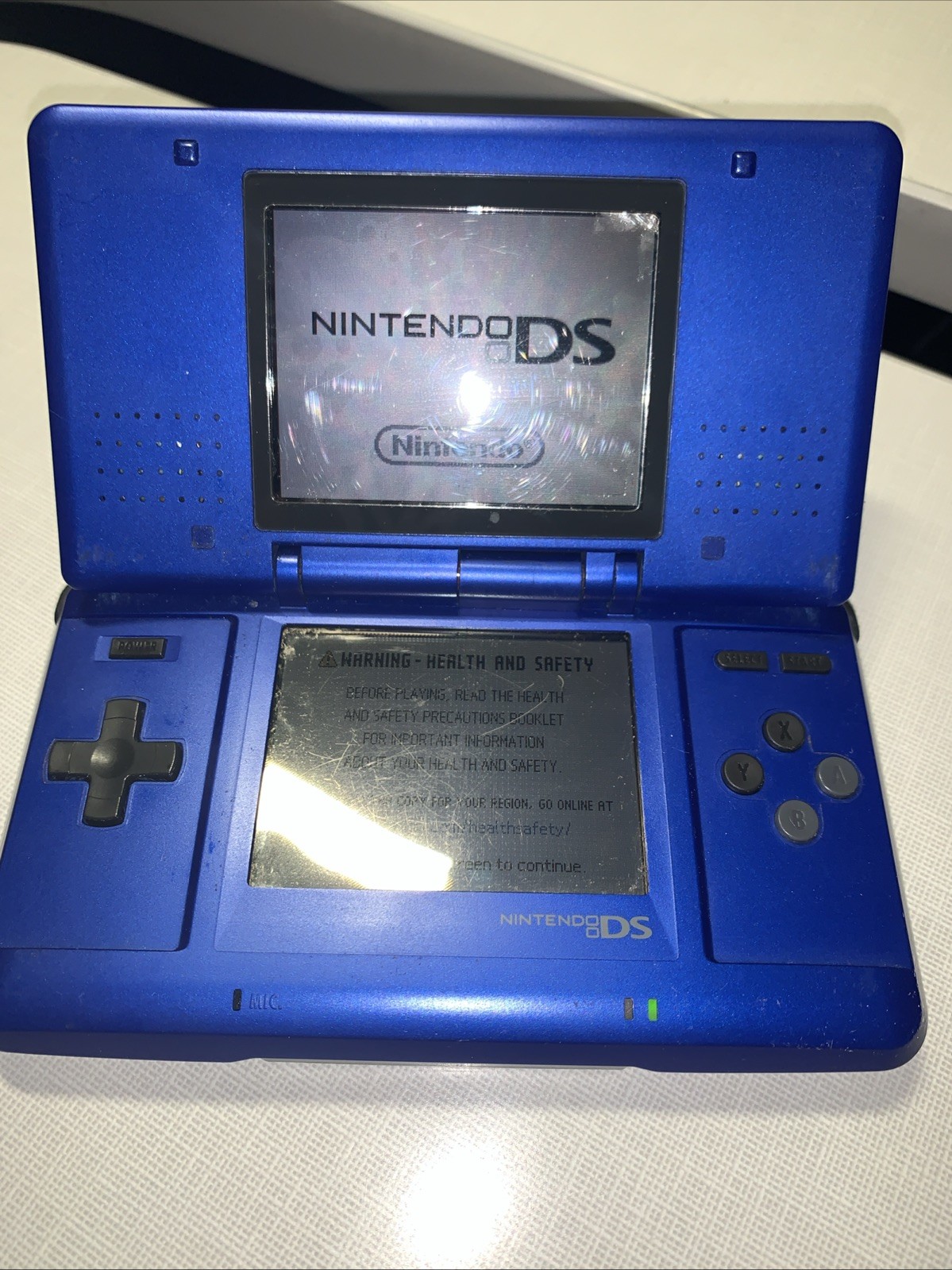 Original Nintendo DS Console Electric Blue Fat NTR-001 Tested Working No Charger