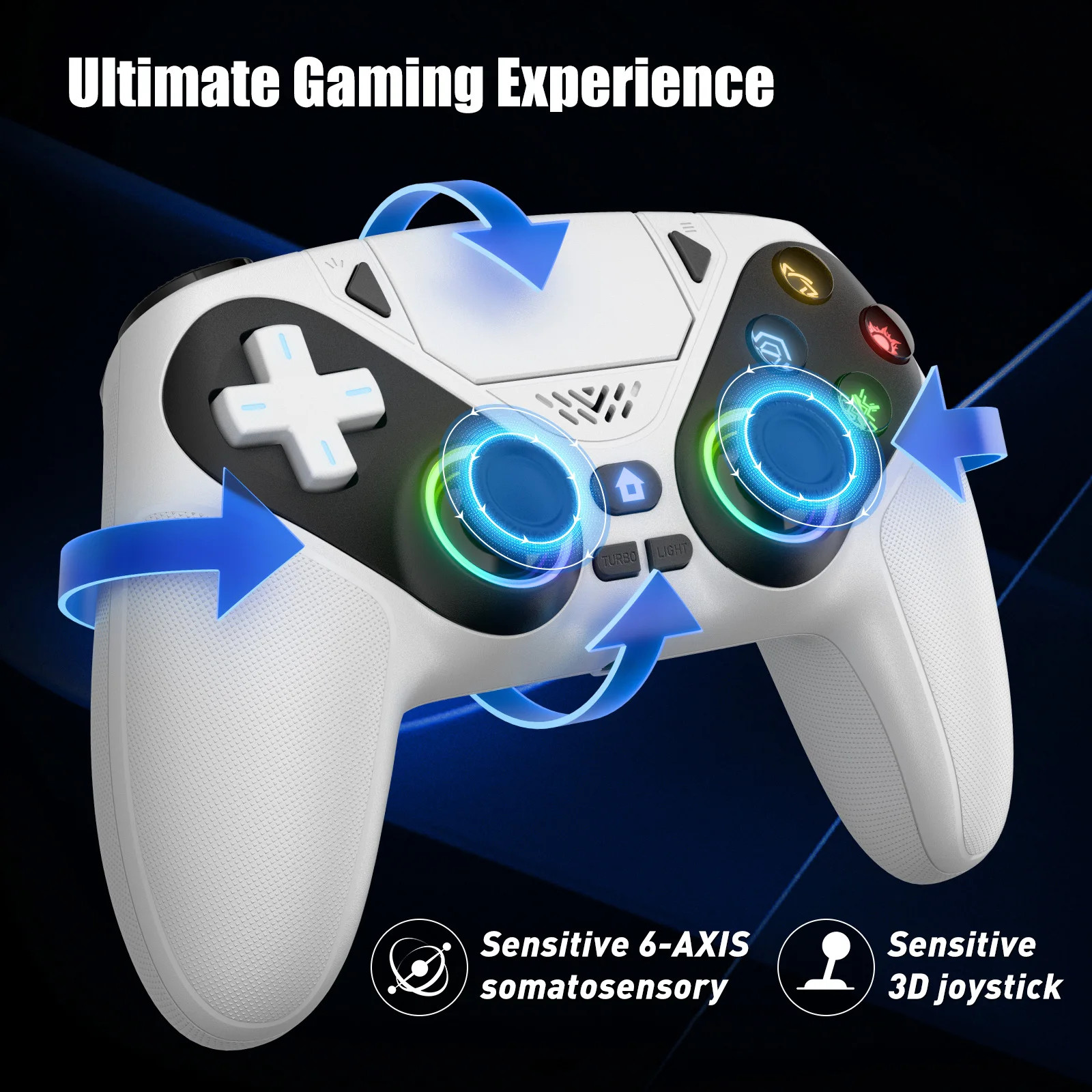 Wireless Gamepad Hall Effect Trigger RGB Turbo Vibration Programmable Button Joy