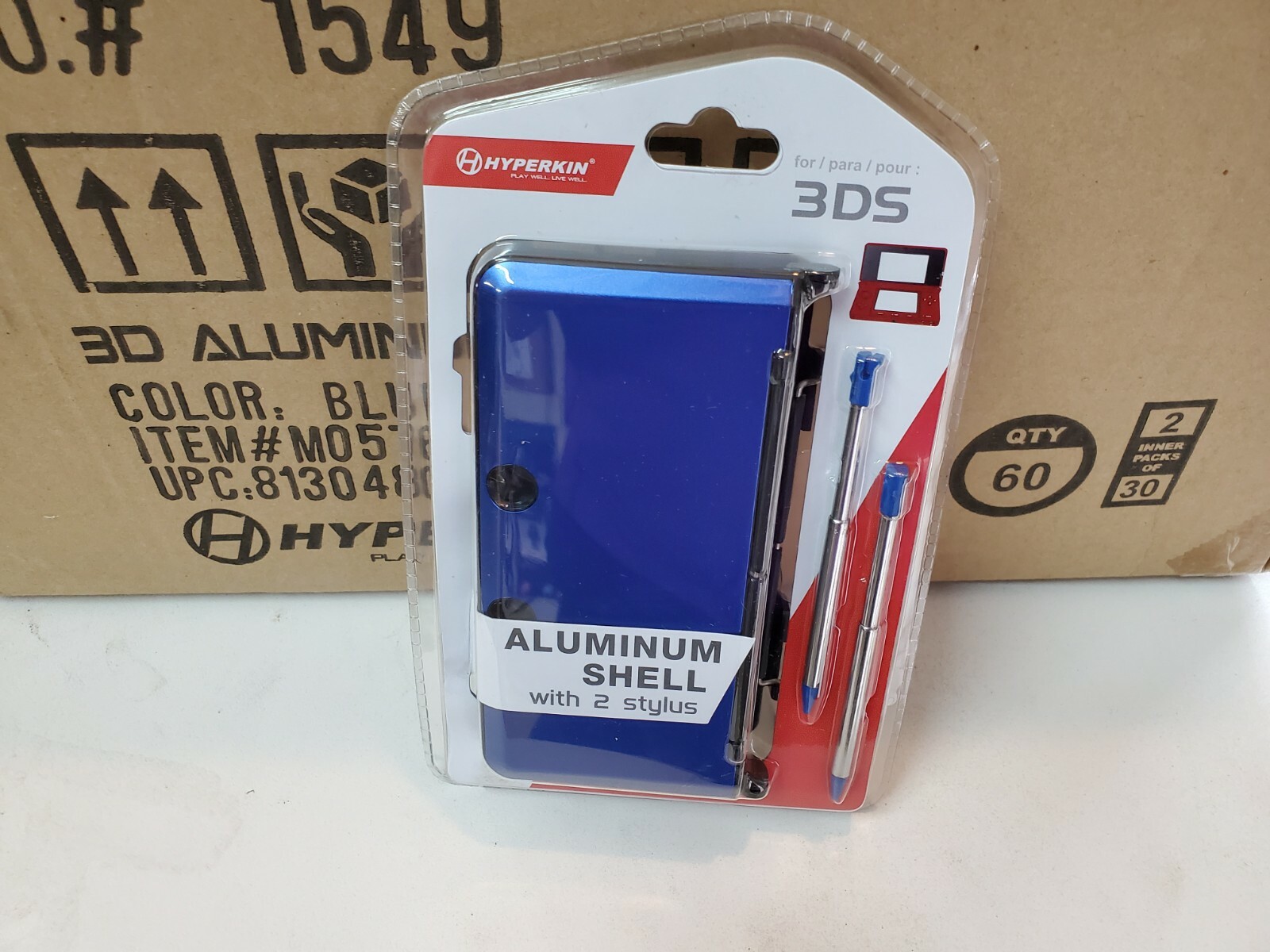 NEW BLUE Aluminum case W/2 Retractable Stylus Pens Nintendo 3DS Model CTR-001
