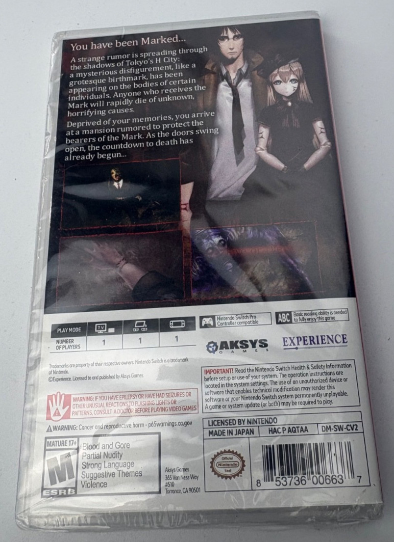 DEATH MARK 2018 Authentic Nintendo Switch *New, Please Read Description”