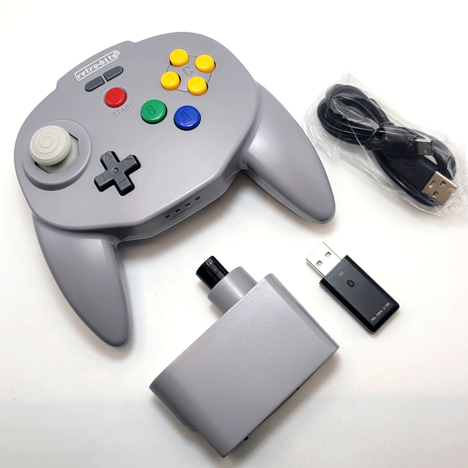Tribute64 2.4GHz Wireless Controller for N64, Switch, and USB – Classic Gray