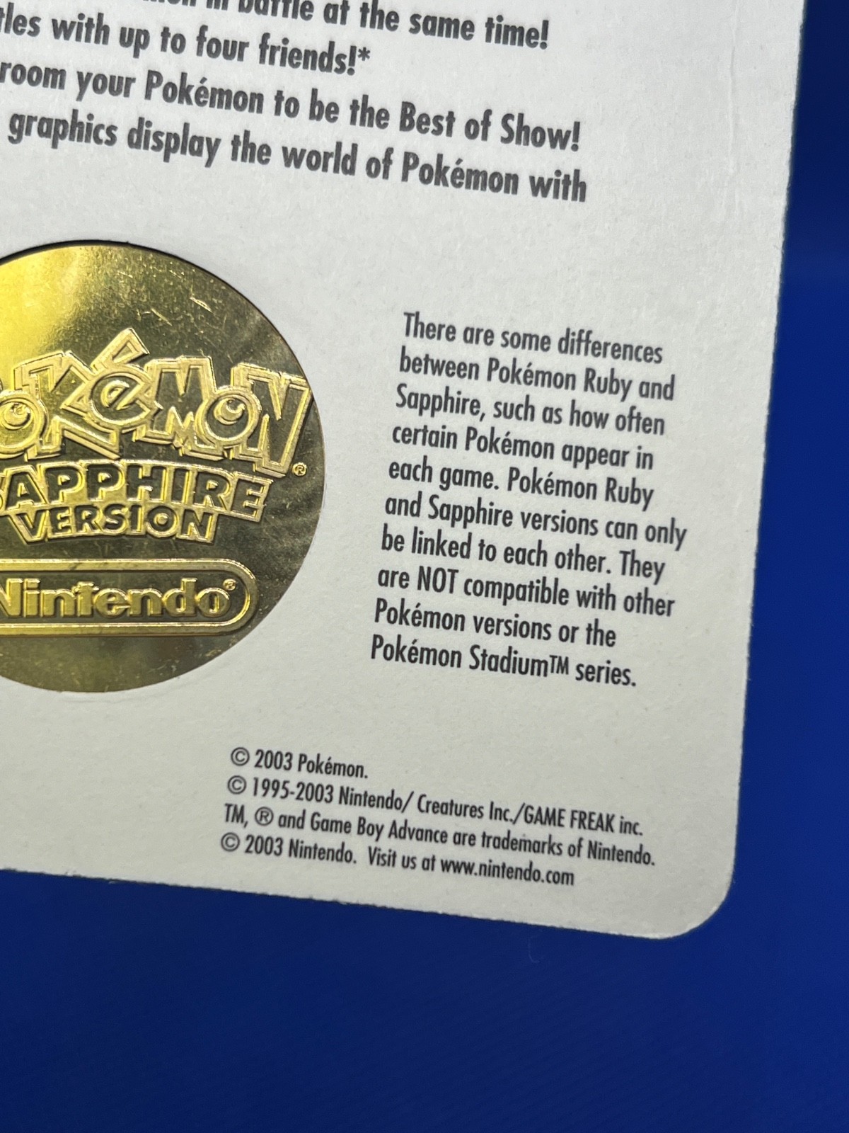NEW SEALED 2003 Pokemon Sapphire Kyogre Limited Edition Preorder Metal Coin