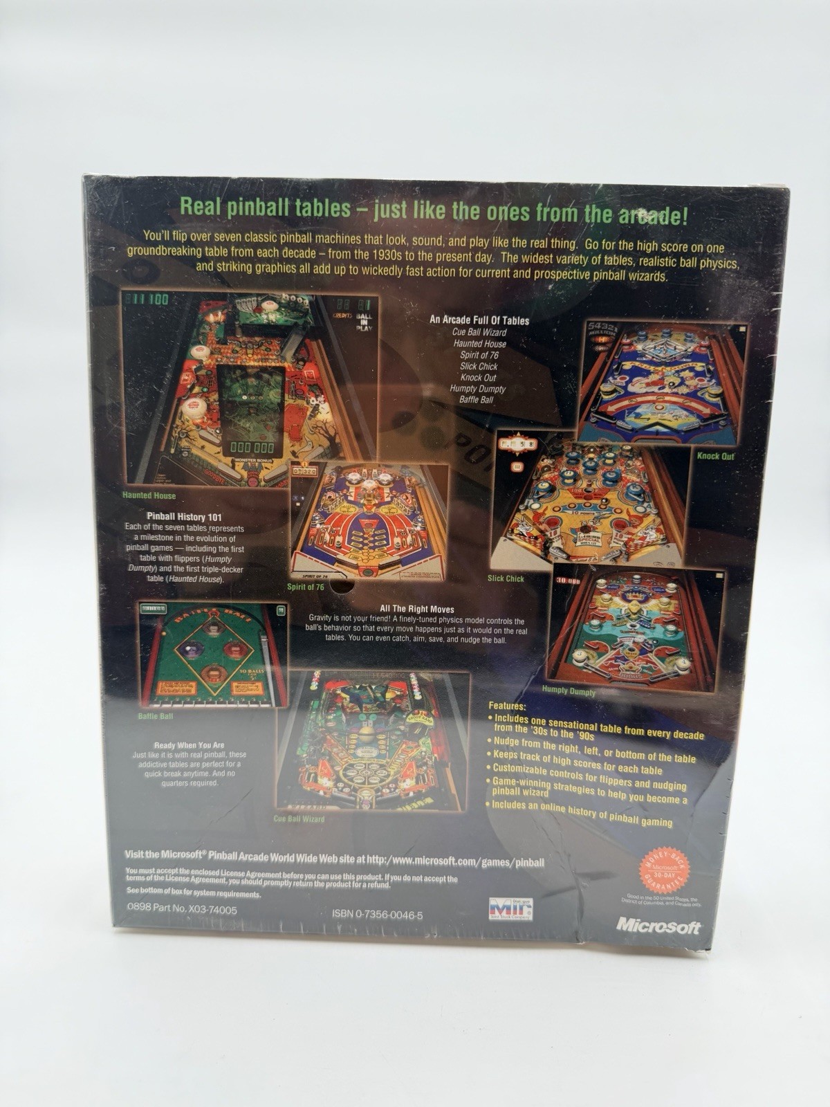Pinball Arcade Microsoft CD-ROM Windows 95/98 1998 90s PC Video Game SEALED NOS