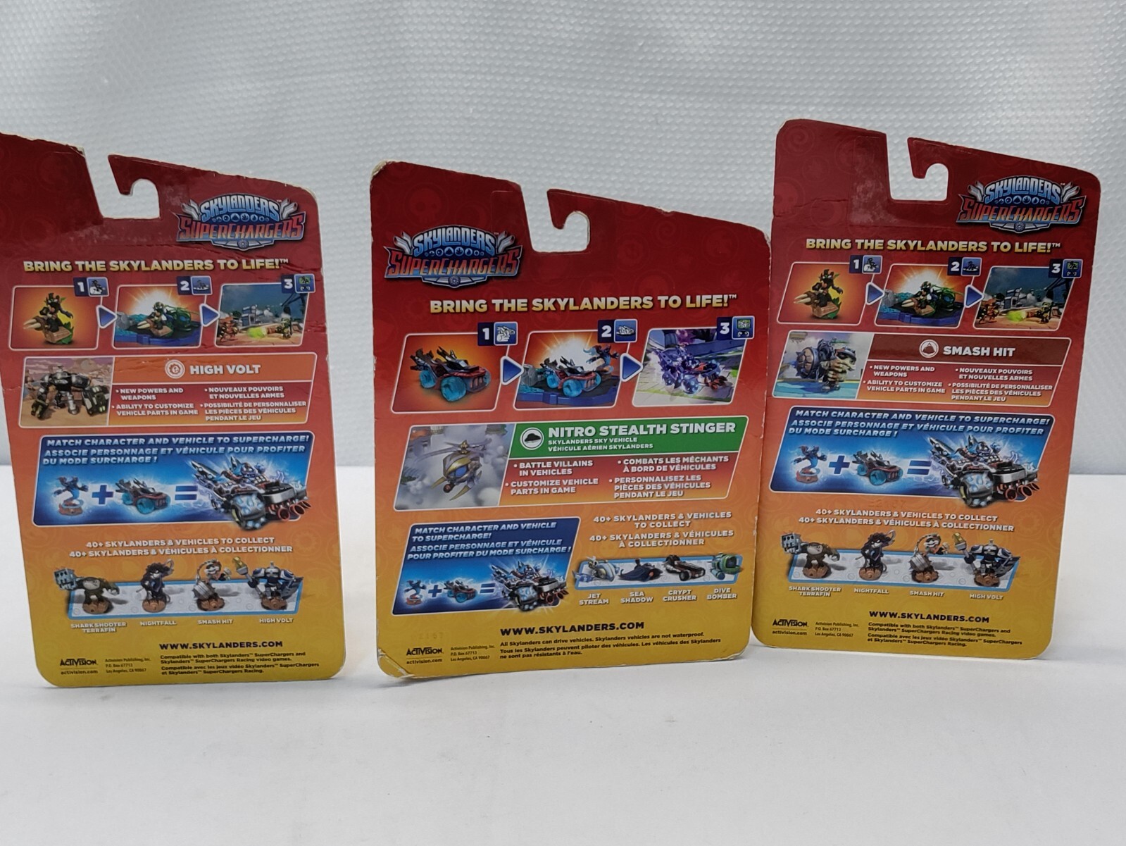 Lot of 3SkyLanders Superchargers High Volt, Nitro Stealth Stinger and Smash Hit