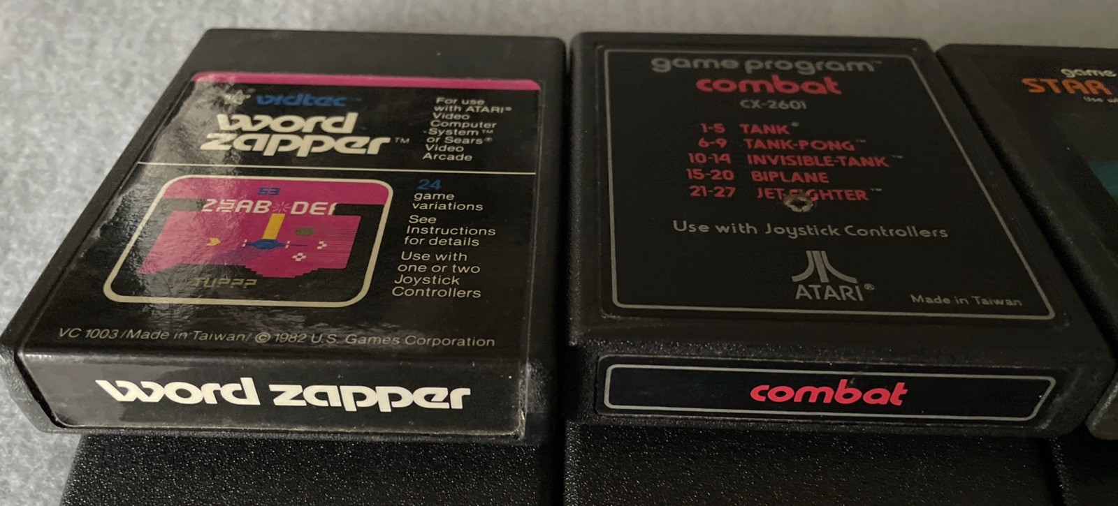 Lot Of 8 Atari Games – Word Zapper, Breakout, Demon Attack, Combat **Tested
