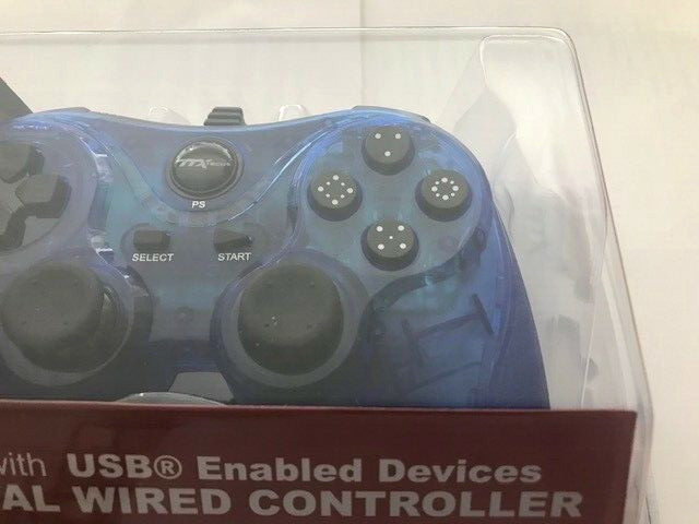 TTX Tech PC and PlayStation 3 PS3 USB Wired Controller Brand New Clear Blue