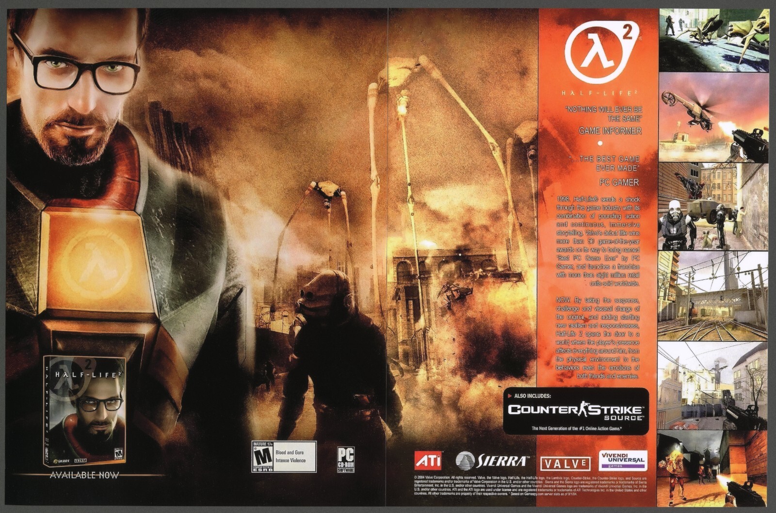 Half Life 2 PC Game 2004 PS2 Double Page Promo Ad Wall Art Print Poster – Glossy