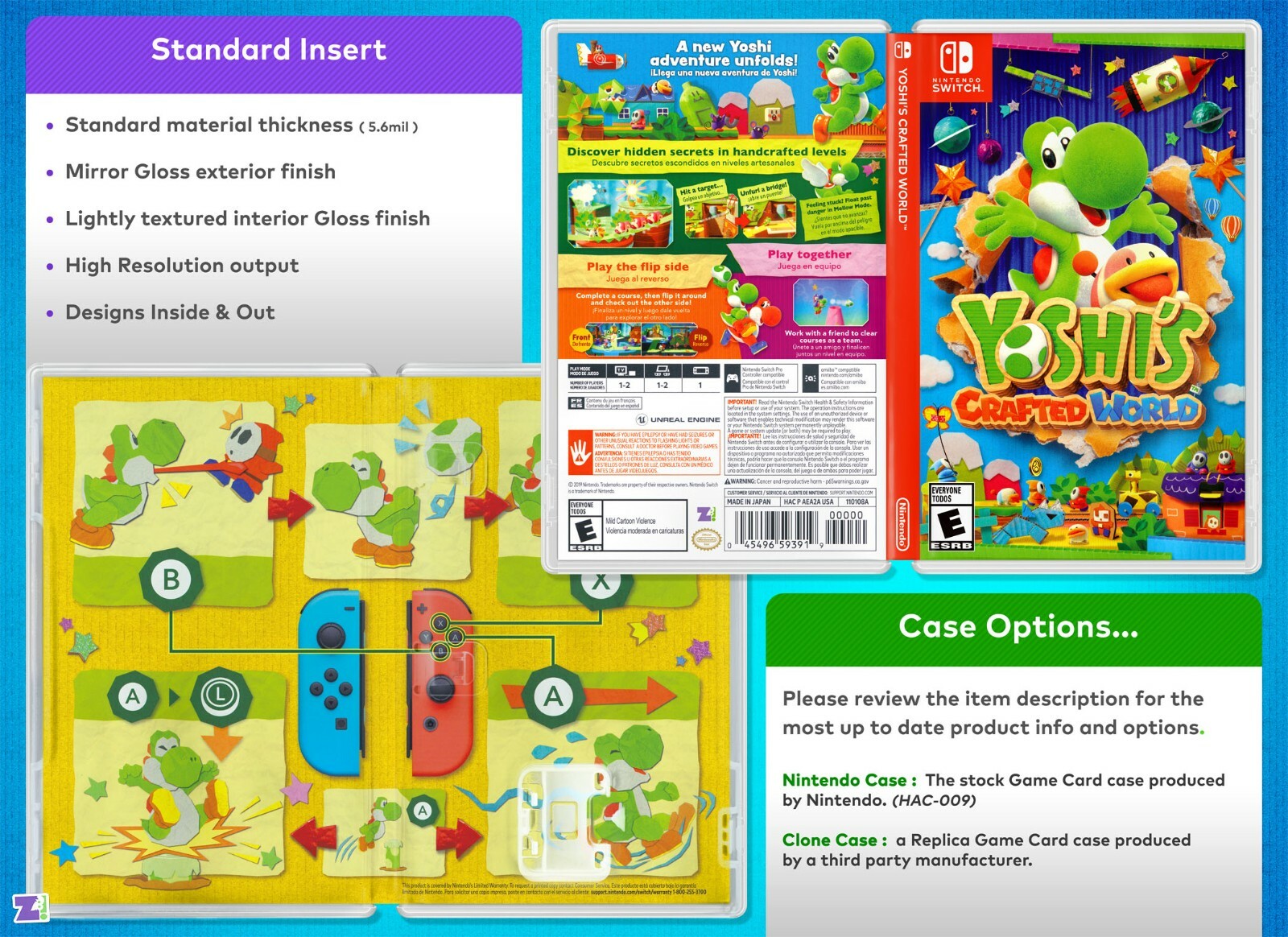 Yoshi’s Crafted World Cover Art: Replacement Insert & Case for Nintendo Switch