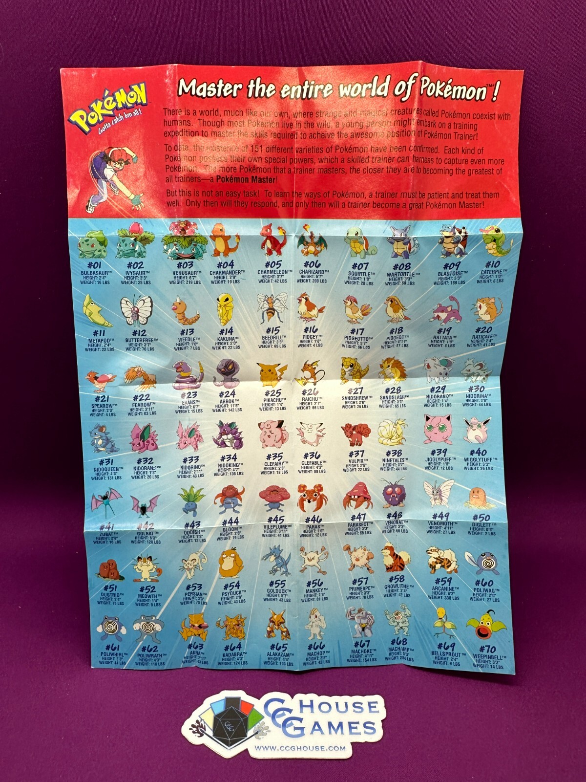 Vintage PKM Master the Entire World of PokemonFold-OutPokedex 1999*CCGHouse*BJ