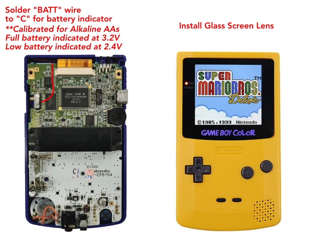 GameBoy Color Q5 V4 IPS Backlight Kit Illuminated Logo + Shell for Game Boy GBC