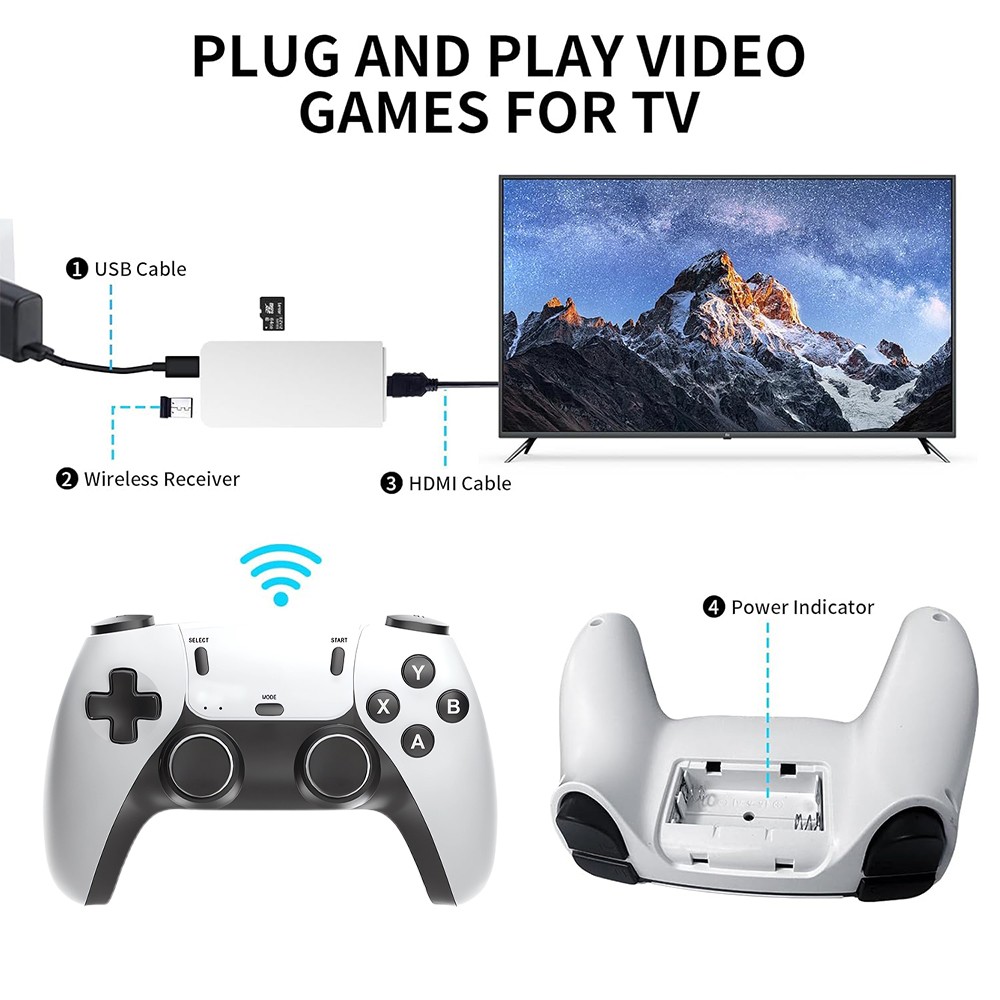 M15 Video Game Console 30000+ Games TV Stick 64GB HDMI 2 Wireless Controller ACK