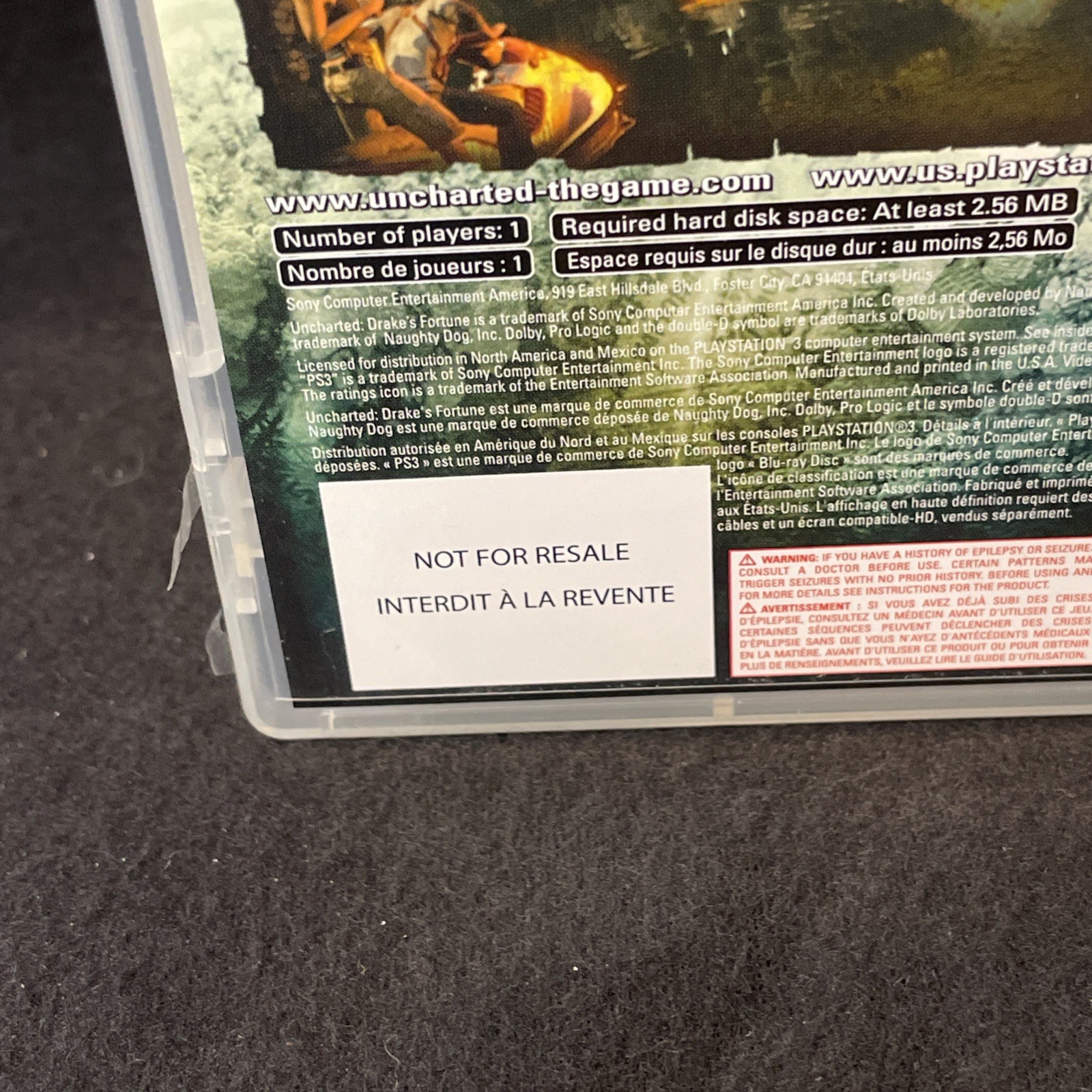 UNCHARTED: DRAKE’S FORTUNE, PS3, PLAYSTATION 3 NOT FOR RESALE NO BARCODE working