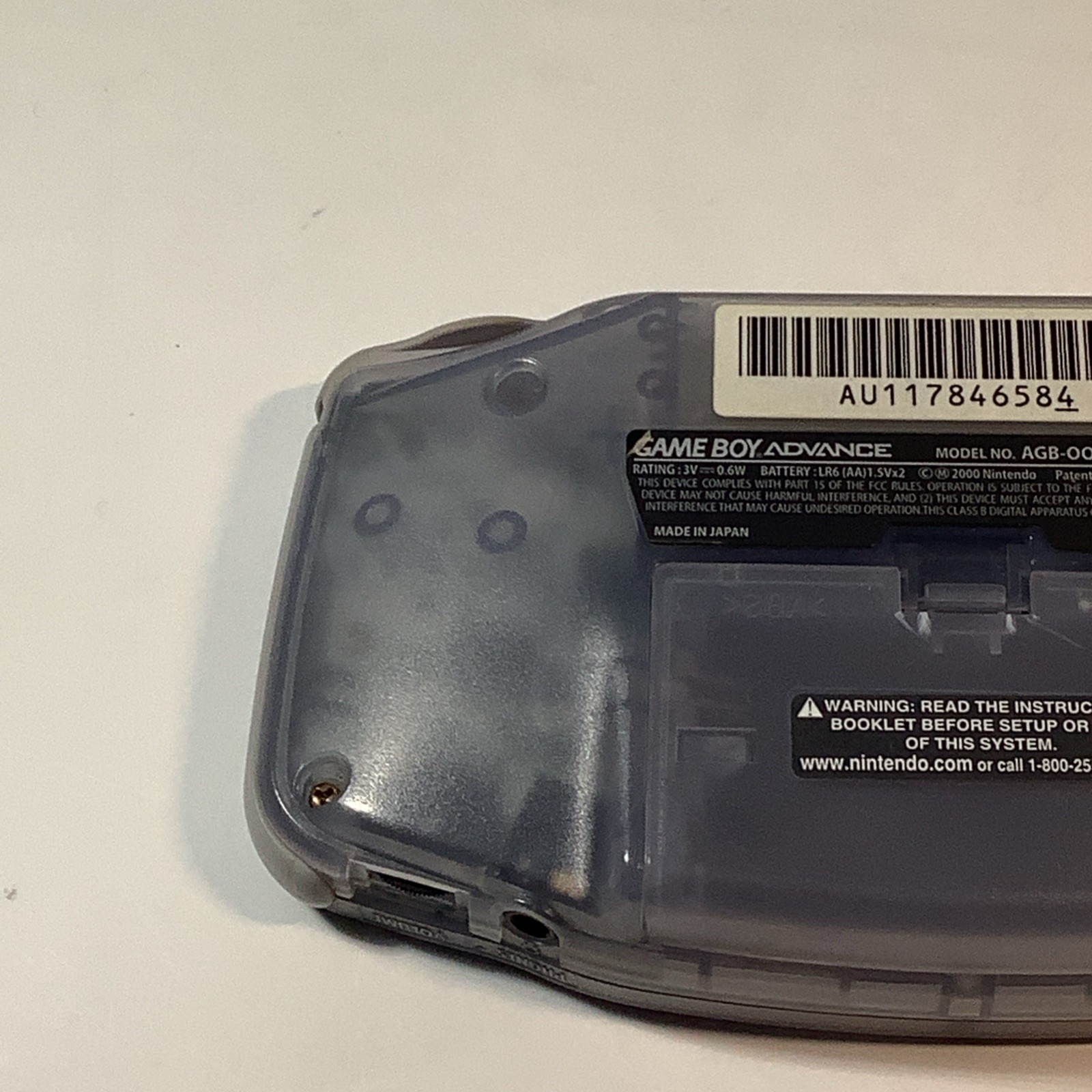 Nintendo Game Boy Advance GBA Glacier Handheld System Console AGB-001 – Tested