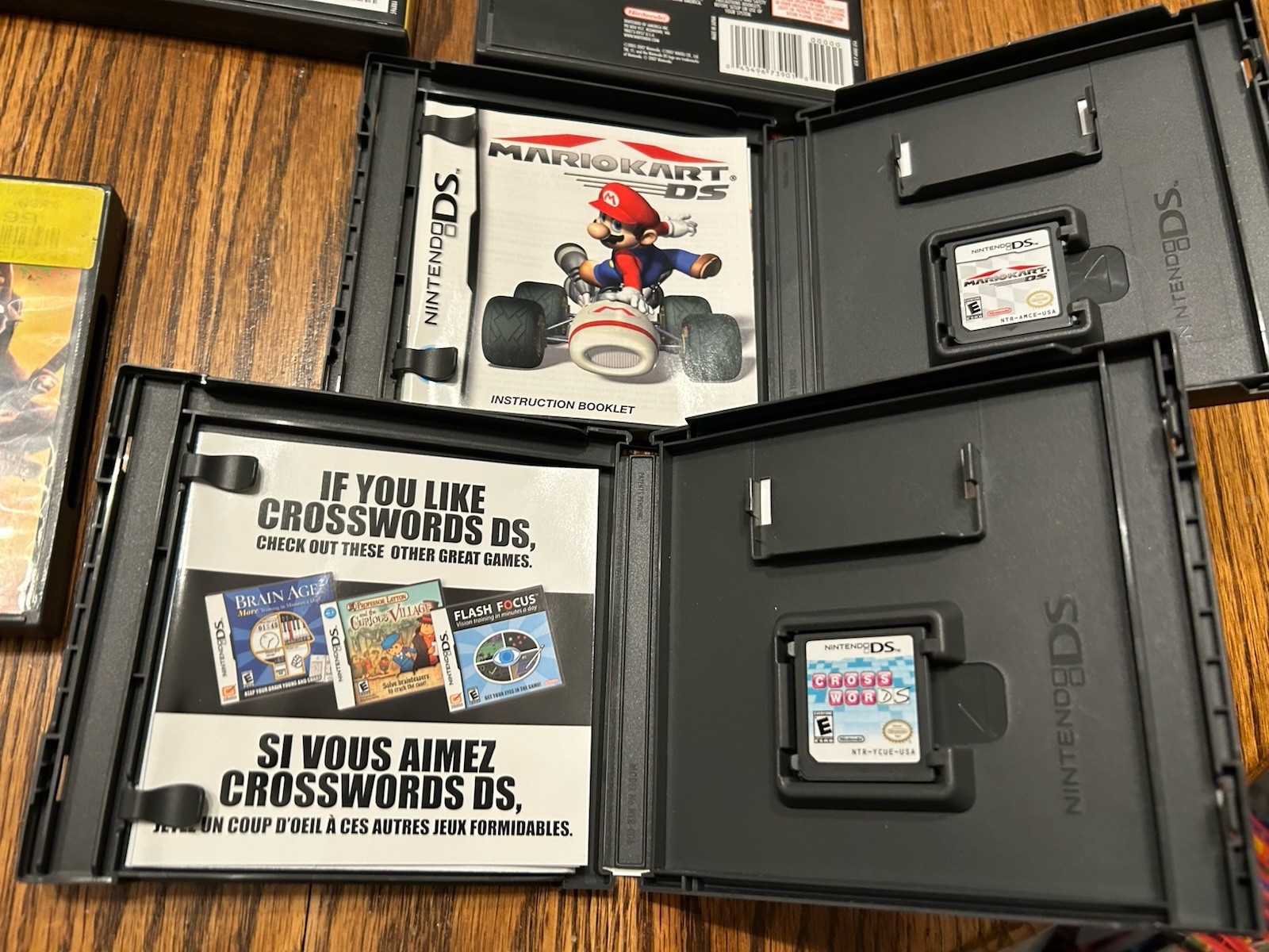 Nintendo DS Lot Brain Age Mario Kart Crosswords Puzzler Game Lot