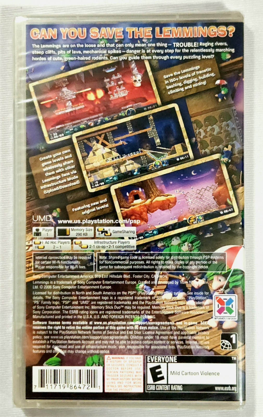 Lemmings Sony PSP 2006 Brand New Factory Sealed