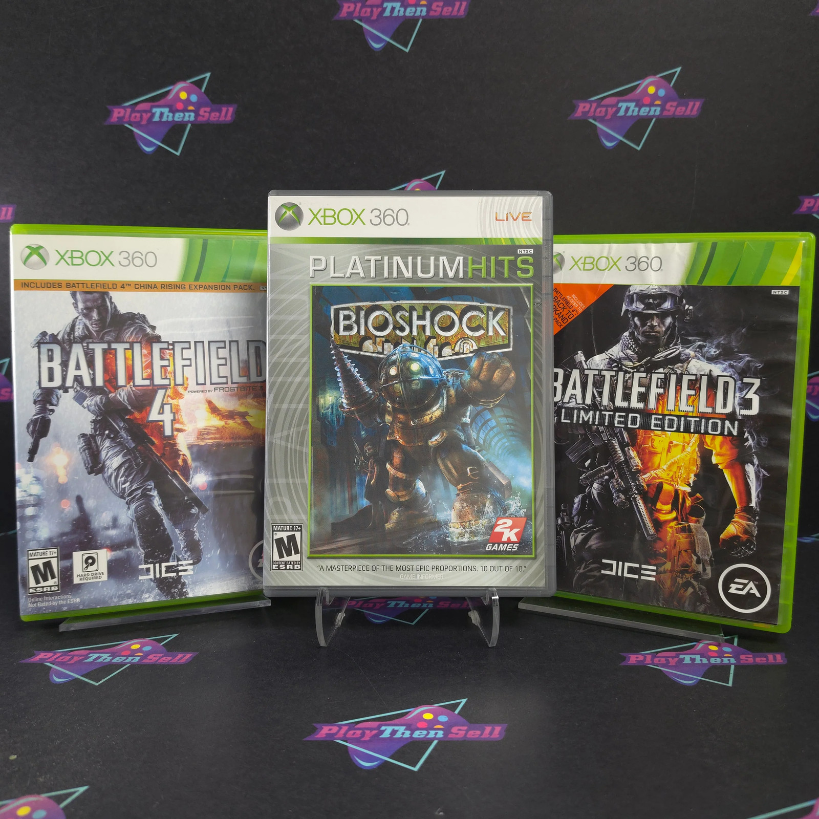 Shooter Collection (3-Game Lot Bundle) Battlefield 3 & 4, Bioshock – Very Good