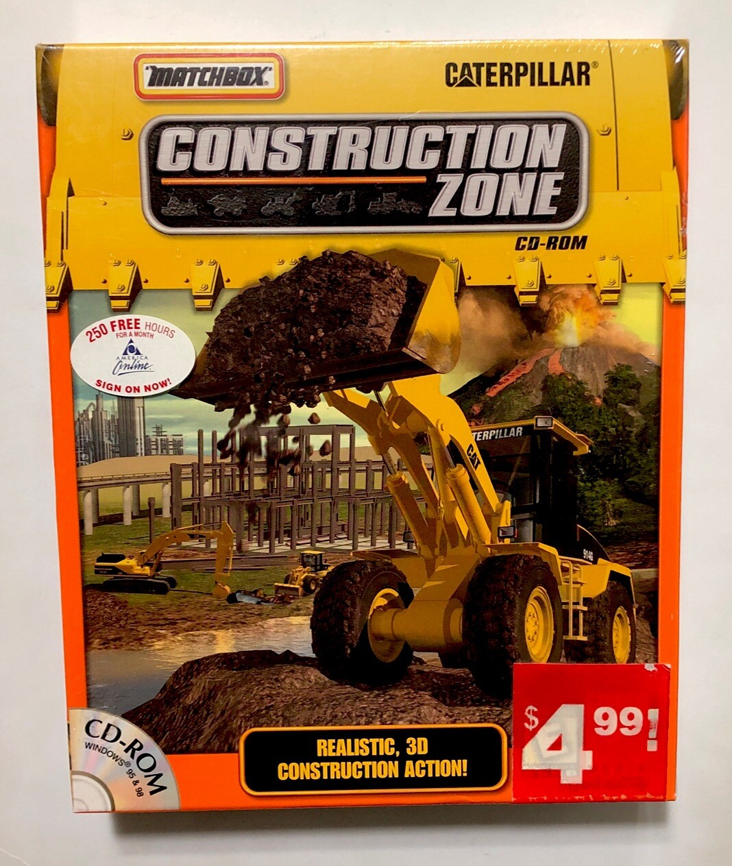 MATCHBOX CATERPILLAR CONSTRUCTION ZONE CD-ROM PC GAME MATTEL 1999 SEALED NEW