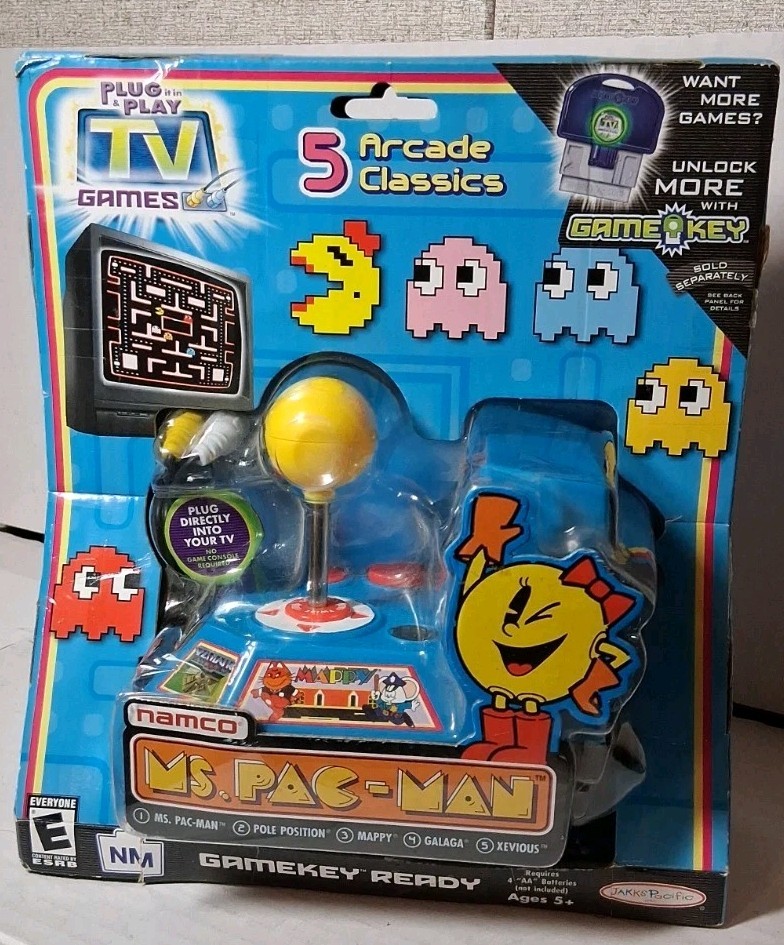 VTG 2005 Namco Ms. Pac-Man 5-in-1 Plug N Play TV Game Mint Factory Sealed Jakks