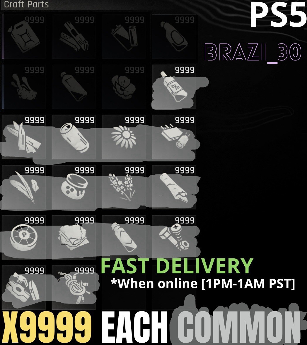 [PS5 ONLY] x9999 of ALL COMMON Crafting Materials, Dying Light: The Beast
