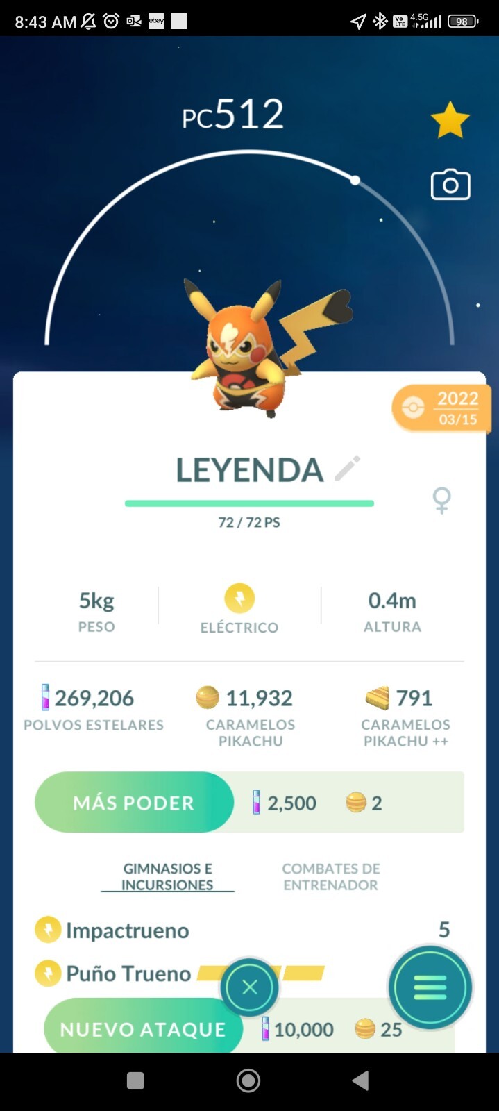 Pikachu Libre (Non Shiny) Gbl Legend Rank Reward