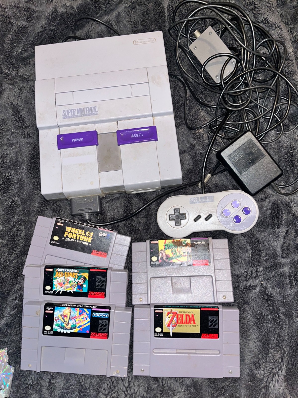 Nintendo SNES SNS-001 Console Bundle NTSC-U/C w/ Zelda & Super Mario Games