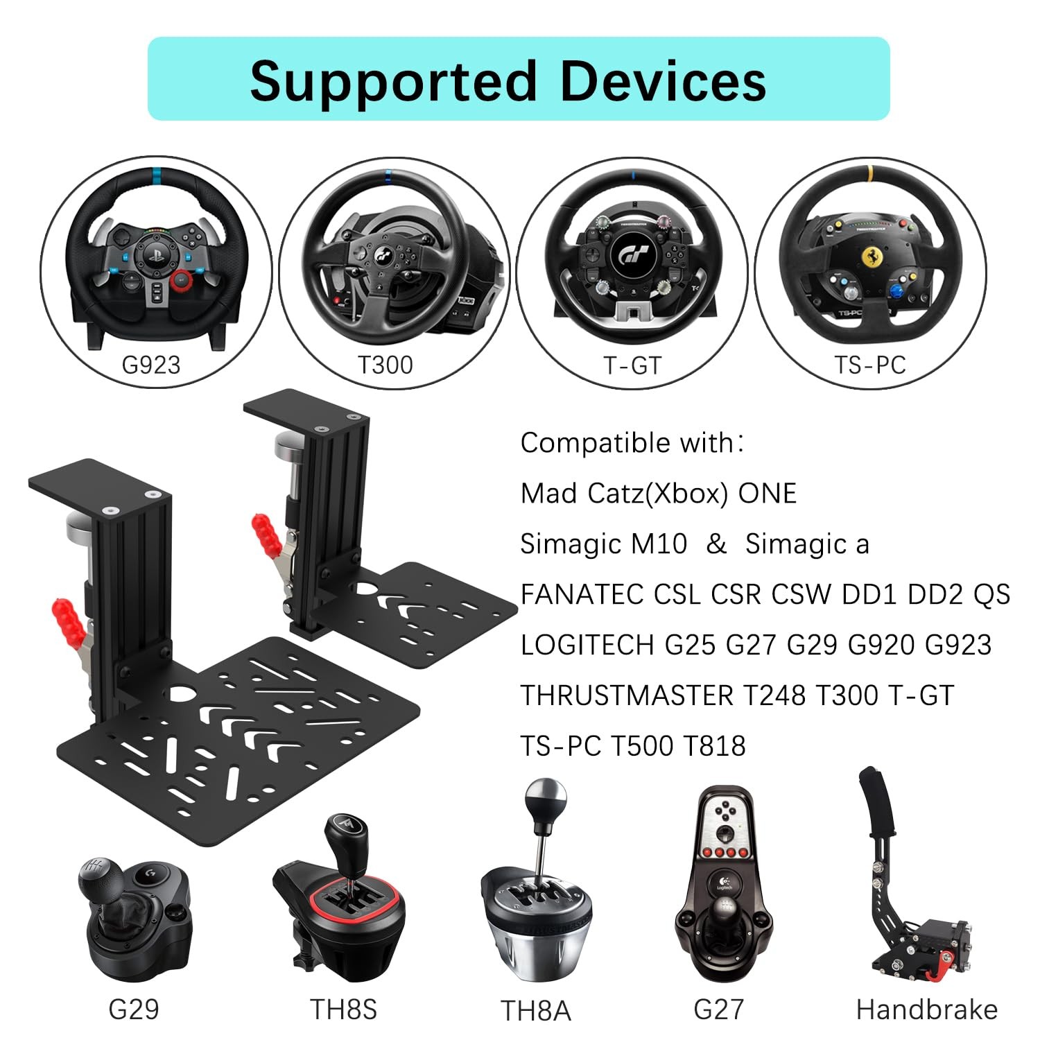 EG STARTS Desk Mount Clamp Sim Racing Wheel Stand Simulator Cockpit Black