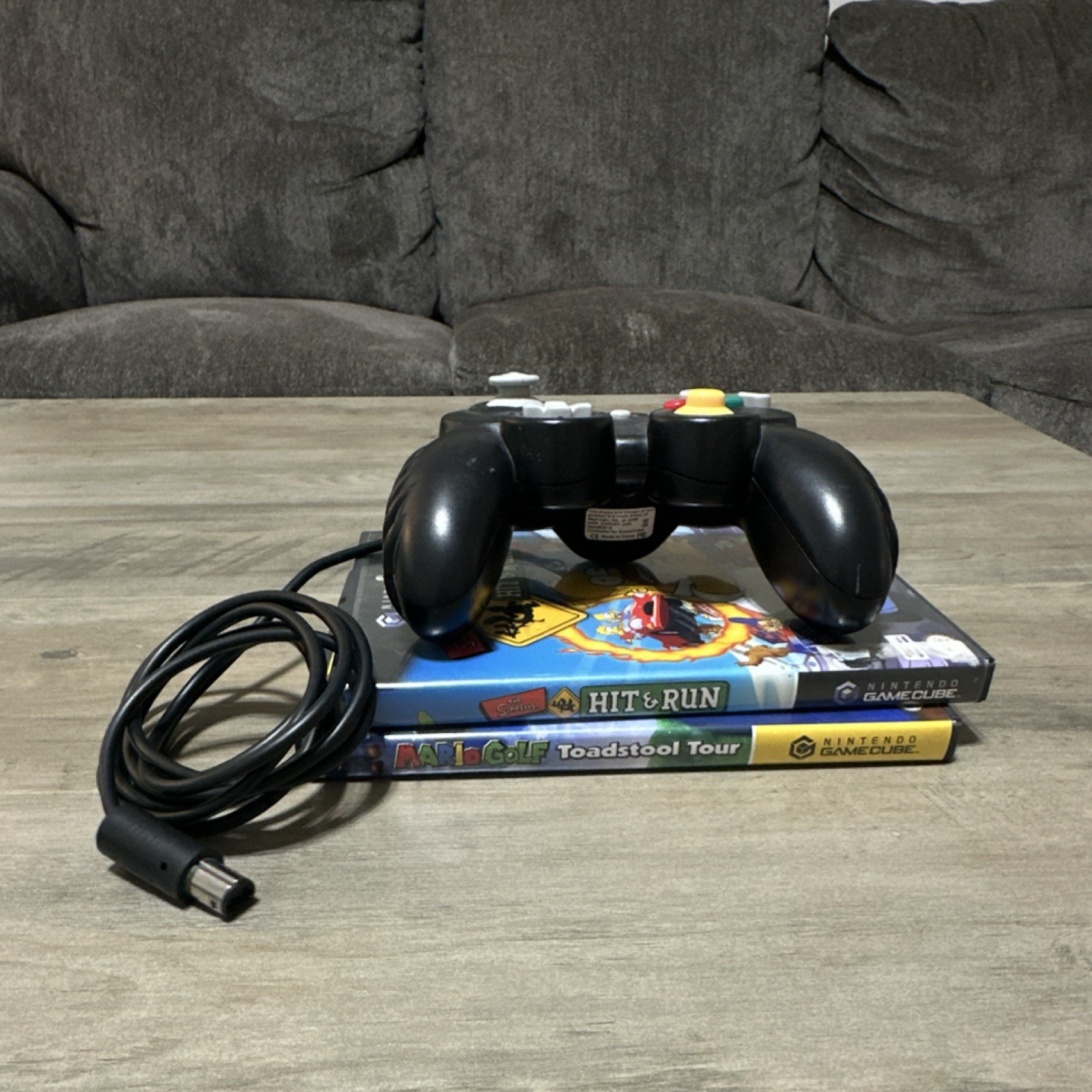 Nintendo GameCube Lot: Wired Controller + Mario Golf + Simpsons Hit & Run