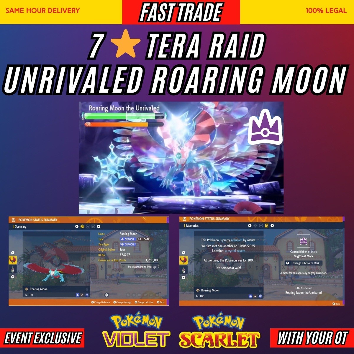 UNRIVALED ROARING MOON⭐️ MIGHTIEST MARK⭐️ Untouched – Pokemon Scarlet And Violet