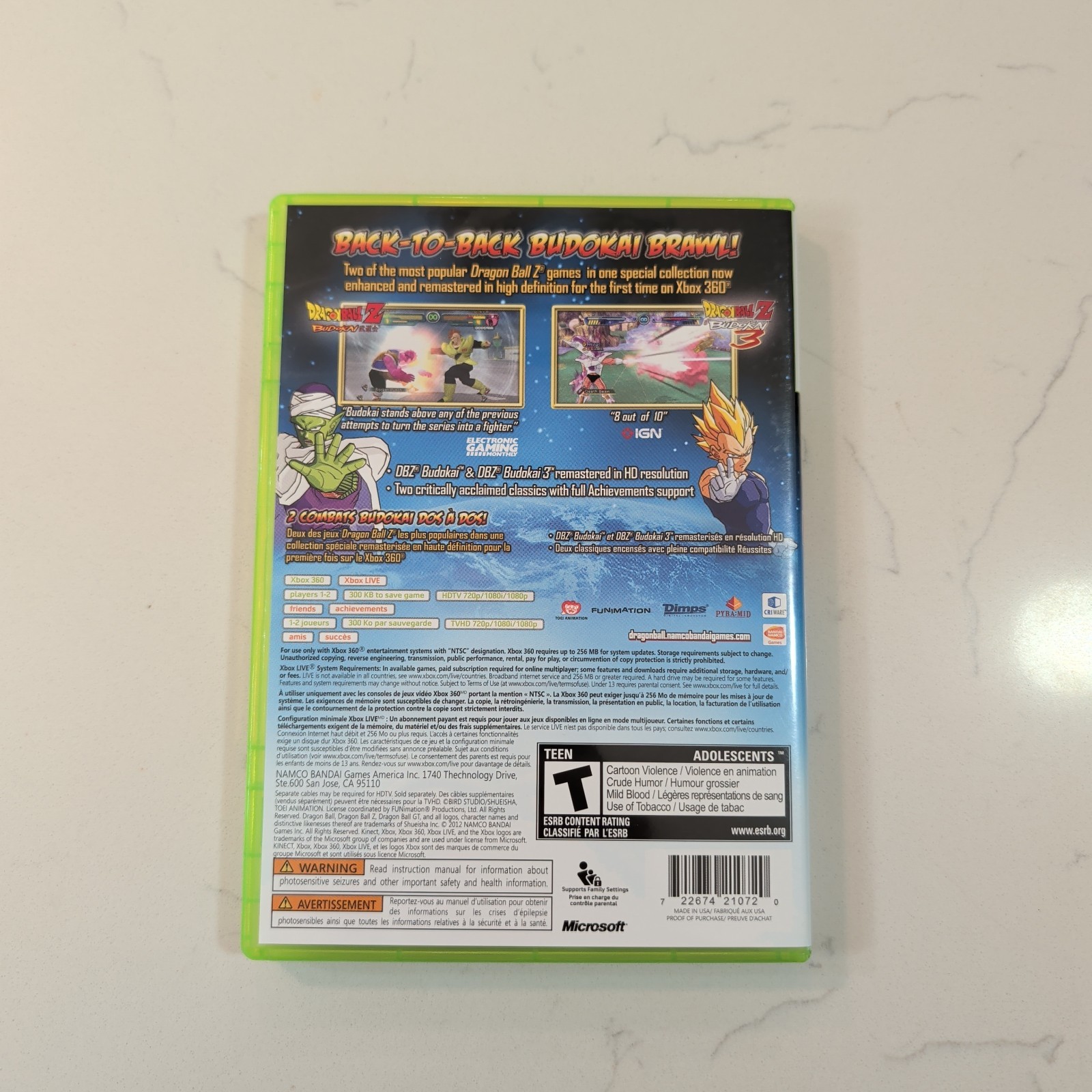 Dragon Ball Z: Budokai HD Collection (Microsoft Xbox 360, 2012) w/ Manual