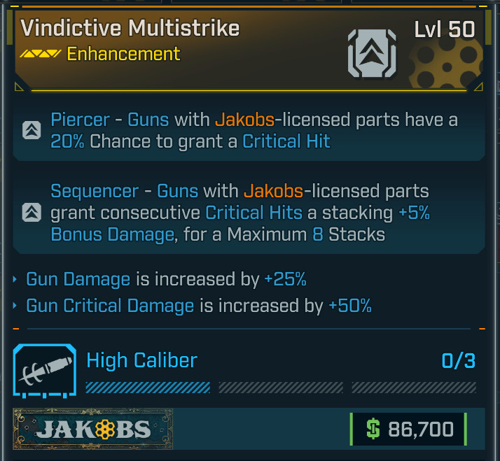 Borderlands 4⭐VINDICTIVE MULTISTRIKE ENHANCEMENT⭐JAKOBS⭐GUN DMG, GUN CRIT DMG