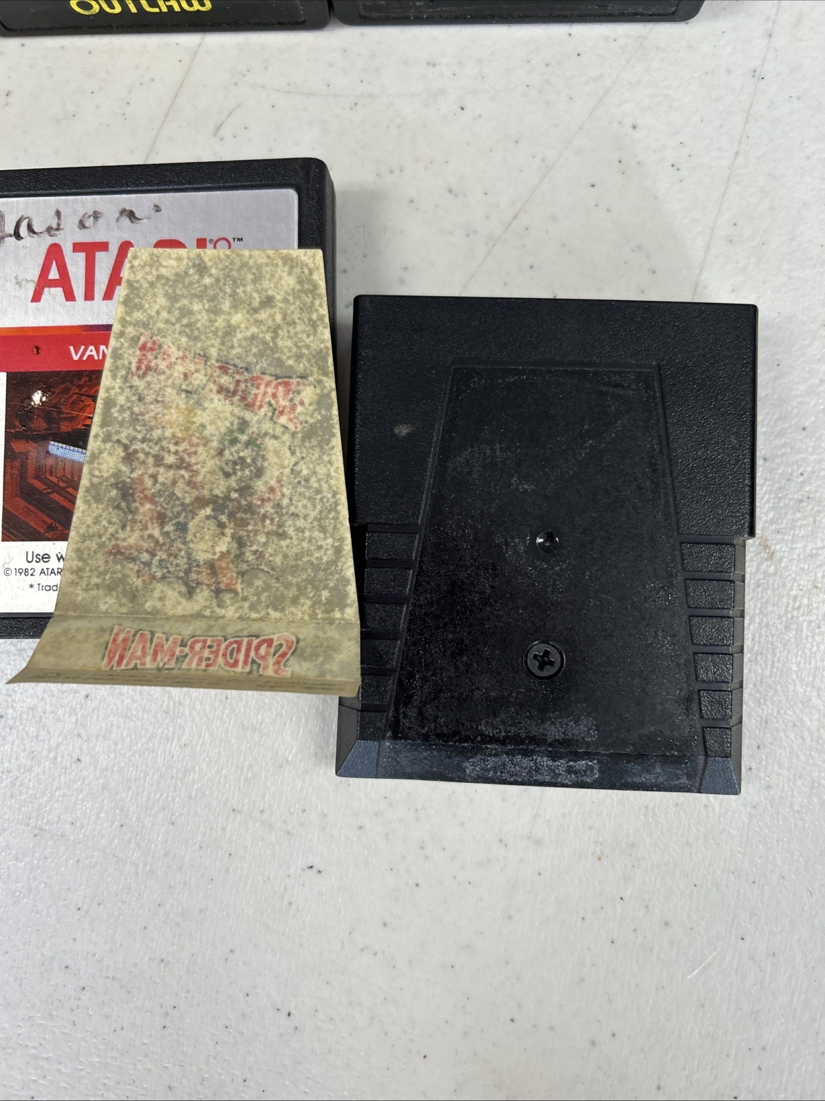 Lot Of 8 Atari 2600 Video Games Vintage Spider-Man Astroblast Sssnake Outlaw