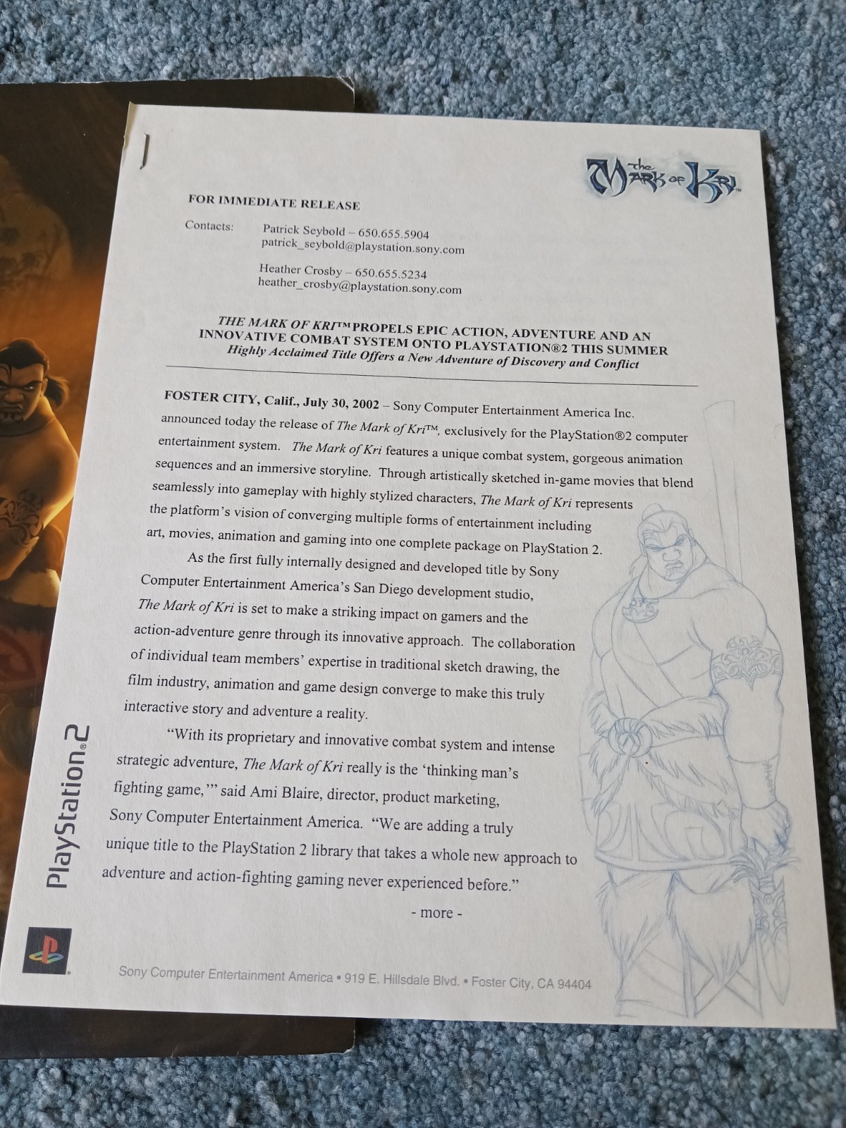 2002 PS2 The Mark of Kri Press Folder – Assets DISC TESTED Q&A with Jay Beard