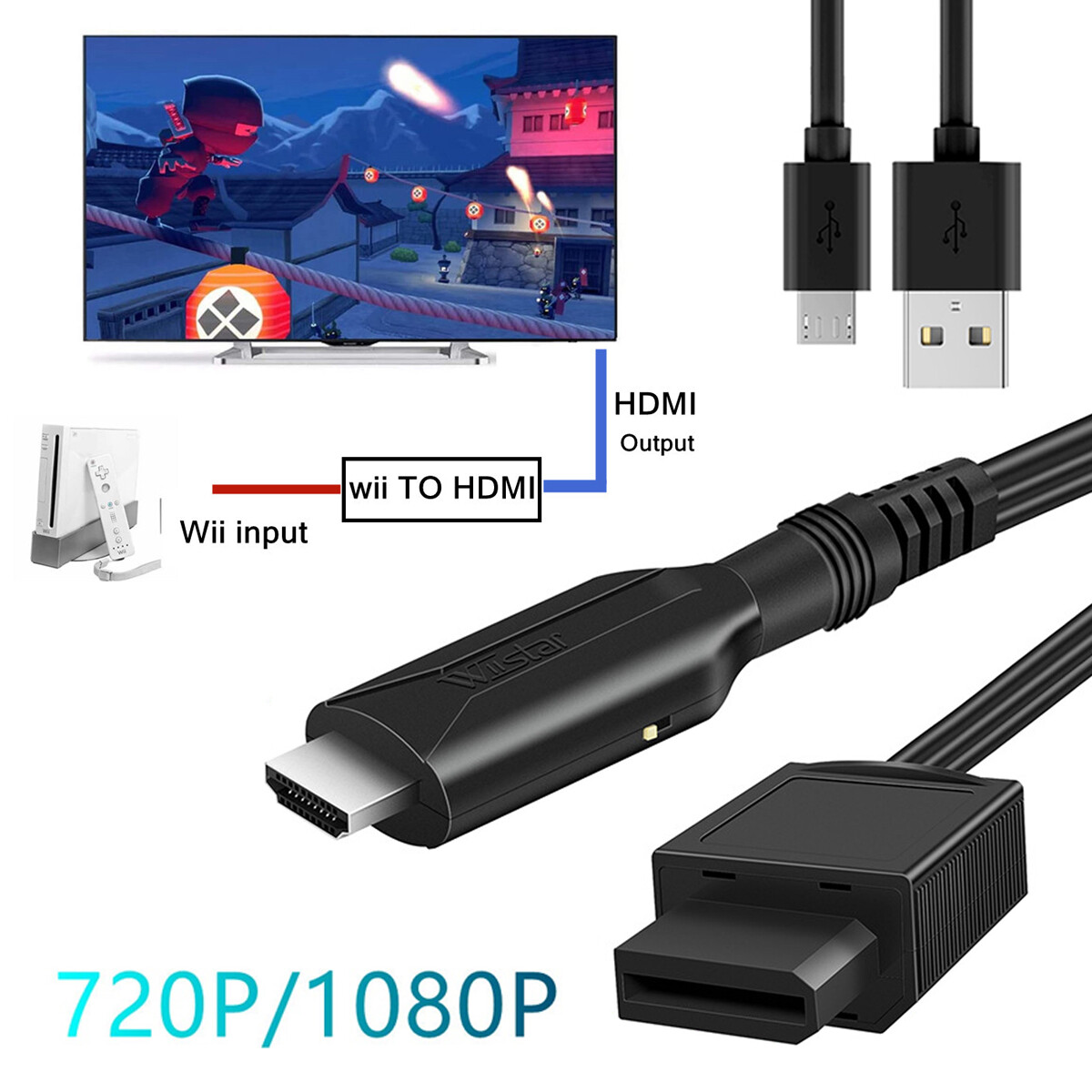 WII to HDMI Cable Converter Full HD 1080P WII to HDMI Wii 2 HDMI Converter_NEW