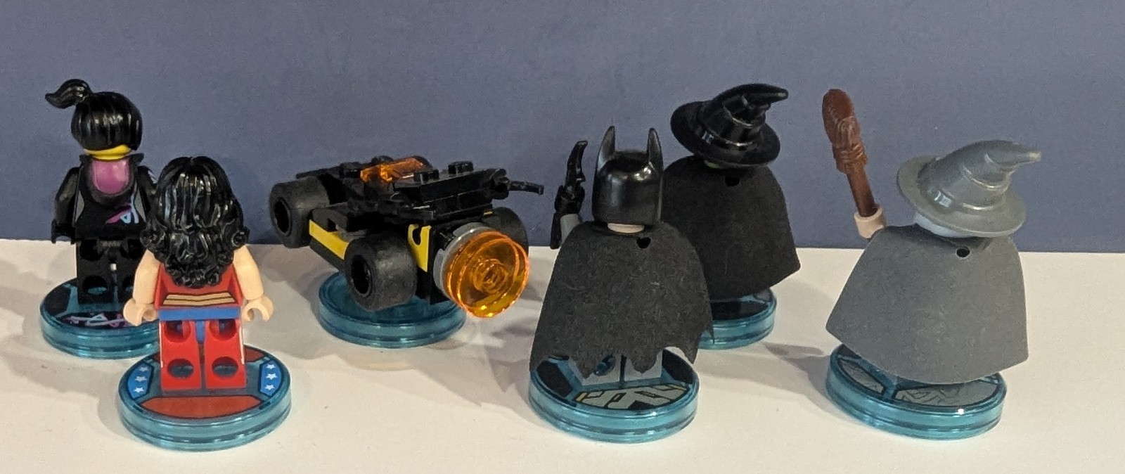 (6) Lego Dimensions Wonder Woman Batman Batmobile Wicked Witch Wildstyle Gandalf