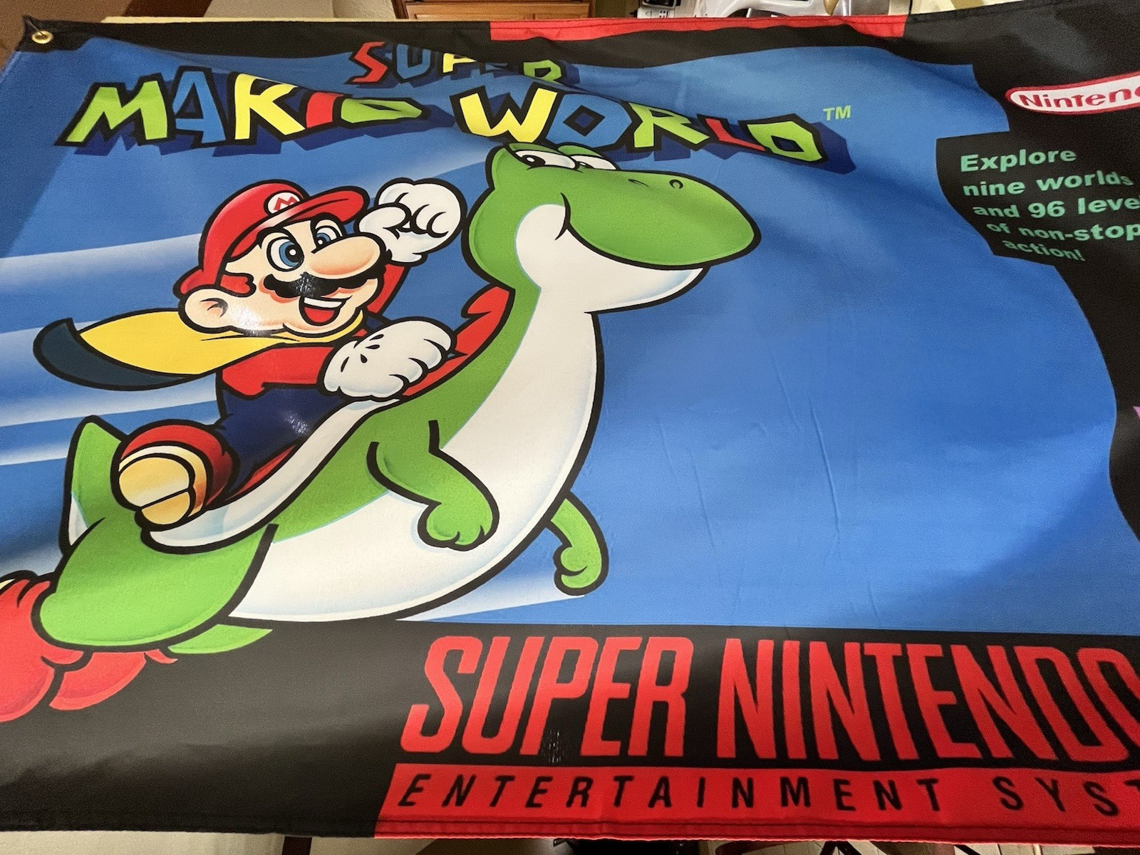Super Mario World 5′ Flag Super Nintendo Entertainment System SNES 1991