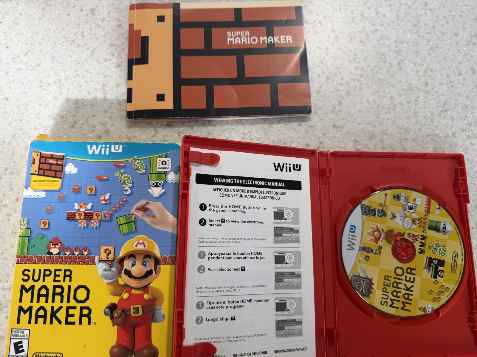 SUPER MARIO MAKER WII U NINTENDO WIIU WII U GAME, MANUAL, SLEEVE & CASE NES HQ