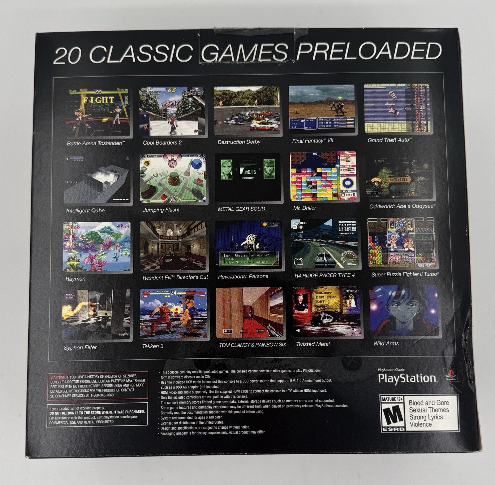 NEW PlayStation Classic Metal Gear Solid Final Fantasy 7 Tekken 3 GTA Resident