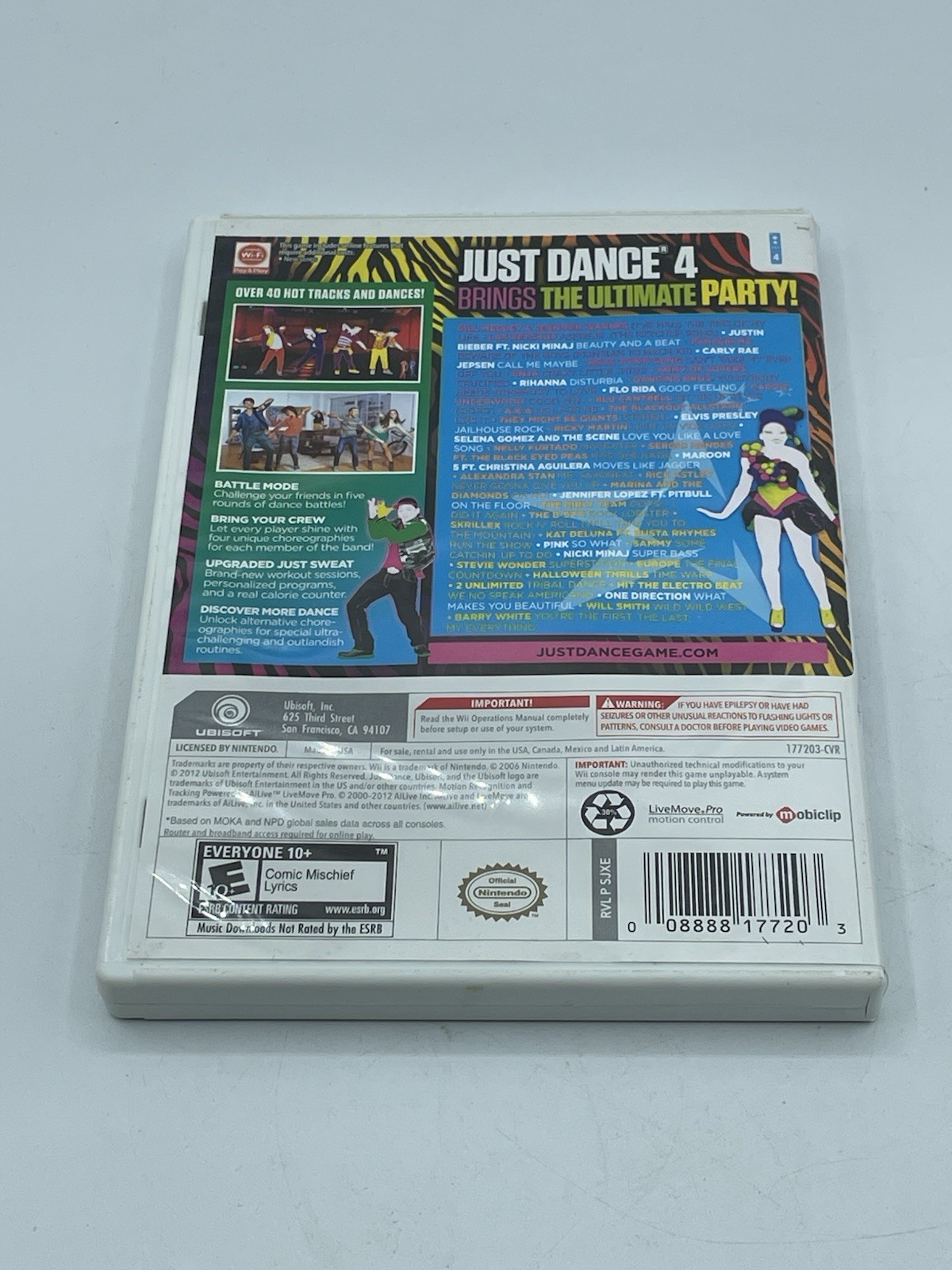 Just Dance 4 (Nintendo Wii, 2012) Case And Manual Only