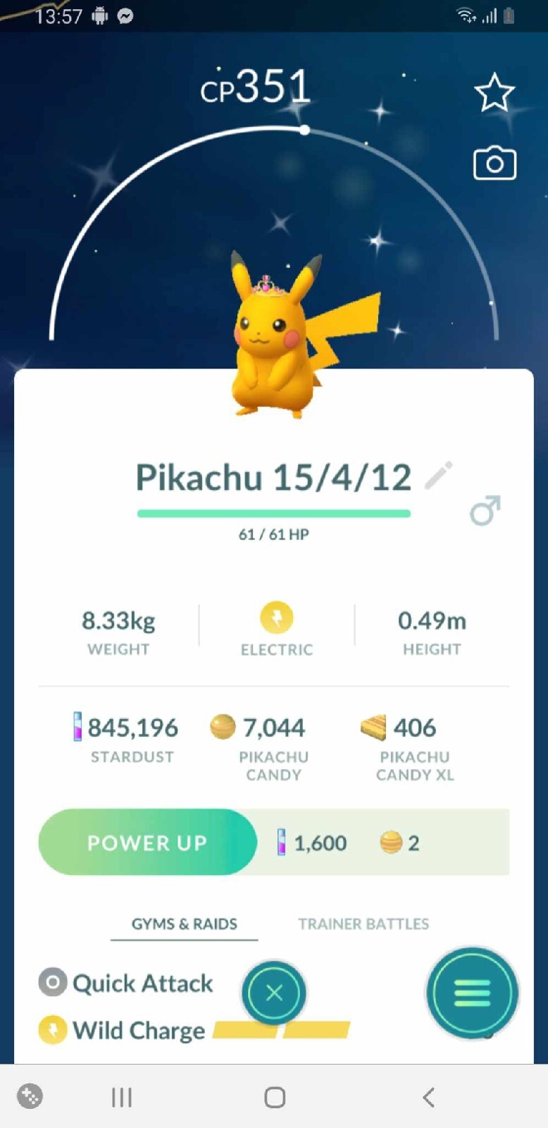 ✨Shiny Pikachu wearing Quartz Crown, Random Gender, Pokèmon Go, Registered