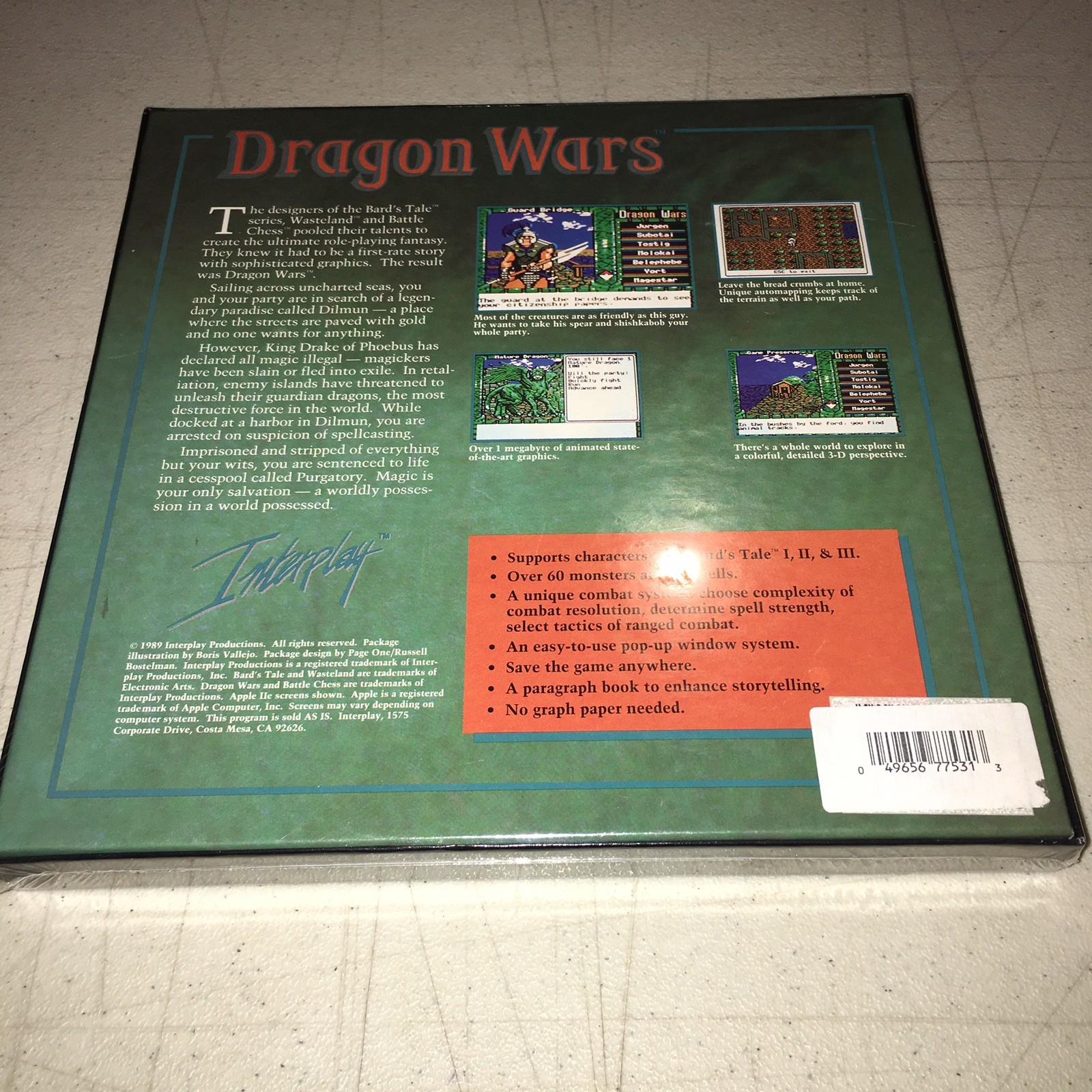 Dragon Wars By Interplay IBM PC Brand New Sealed 3.5″ Version 1989 First Release