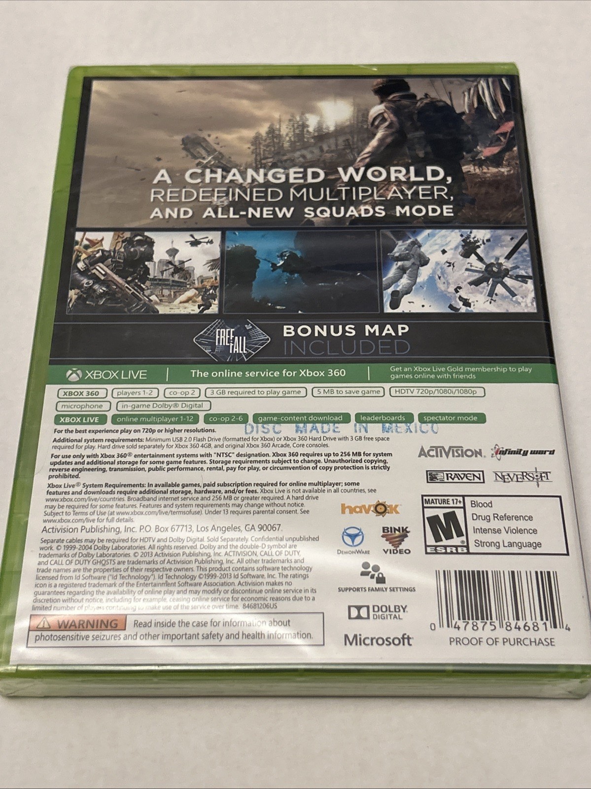 Call of Duty Ghosts – Microsoft Xbox 360 New Sealed
