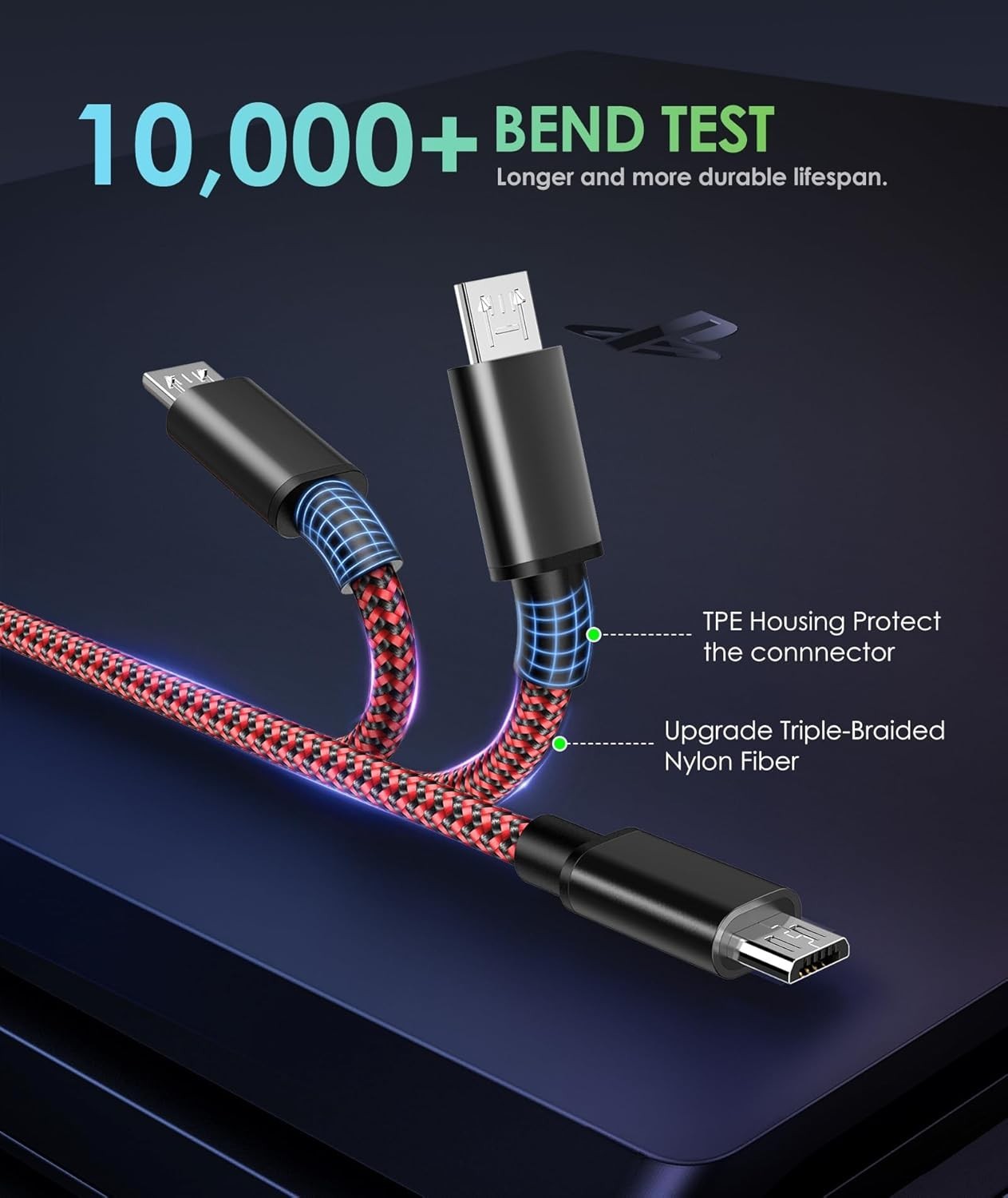 16 FT PS4 Controller Charger Charging Cable, Nylon Braided Extra Long Micro U…