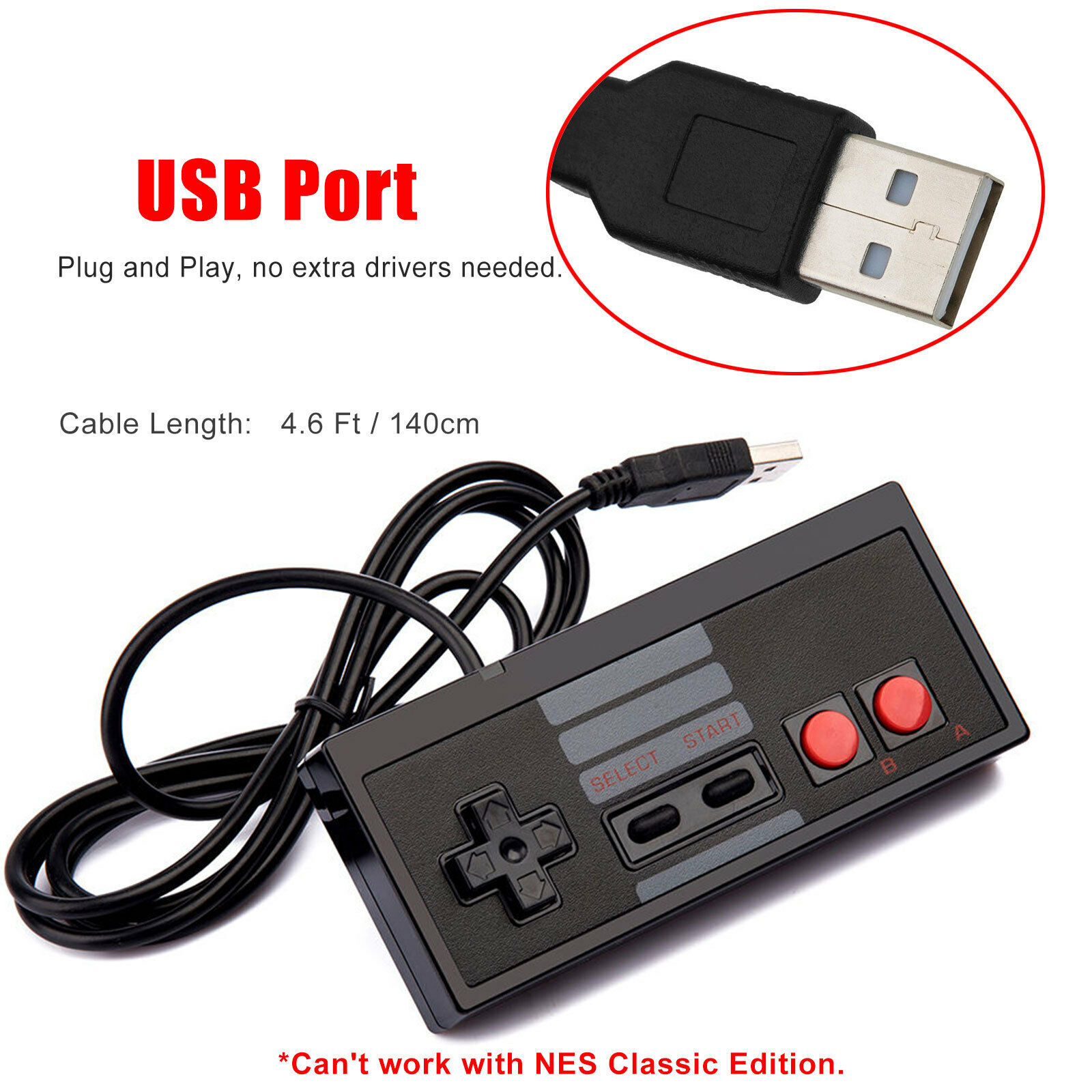 USB Wired Classic NES Controller + N64 Controllers Gamepads for PC Mac Windows