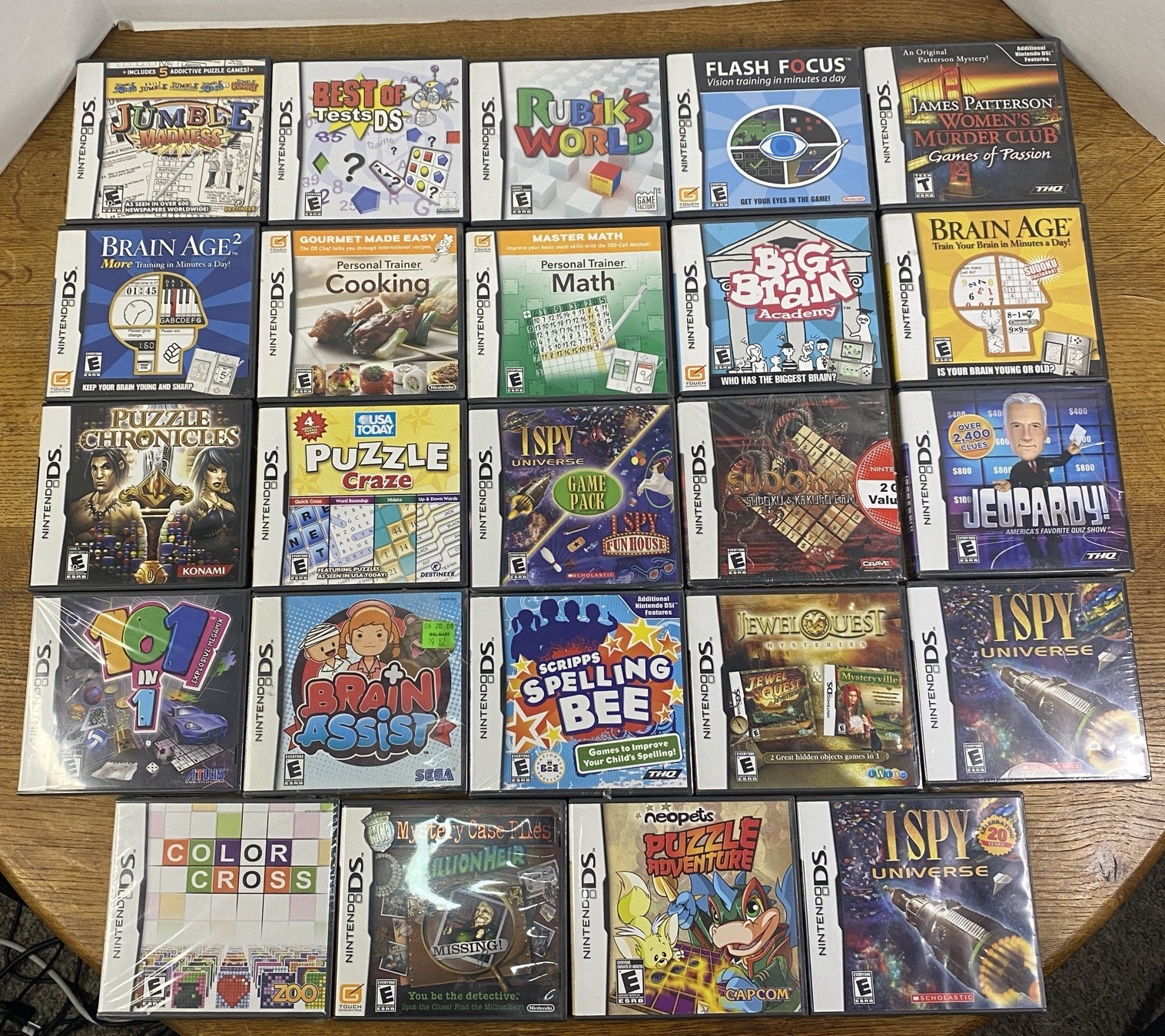 Nintendo DS 24 Game Lot 9 New Sealed & 15 CIB Tested Brain Age Puzzle Jeopardy +
