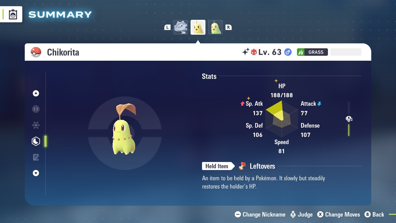 Pokémon Legends: Z-A Shiny Chikorita 6iv ✨Max EV✨ALPHA