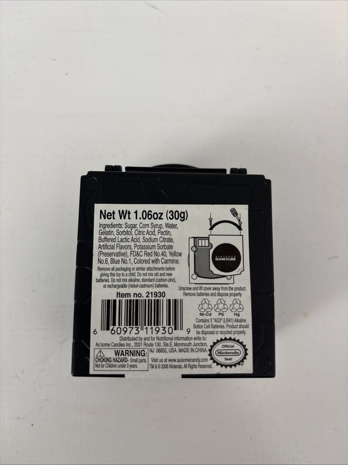 2006 Black Mini Nintendo Game Cube Gummy Candy Box-WORKS-Plays Tune Lights-Up