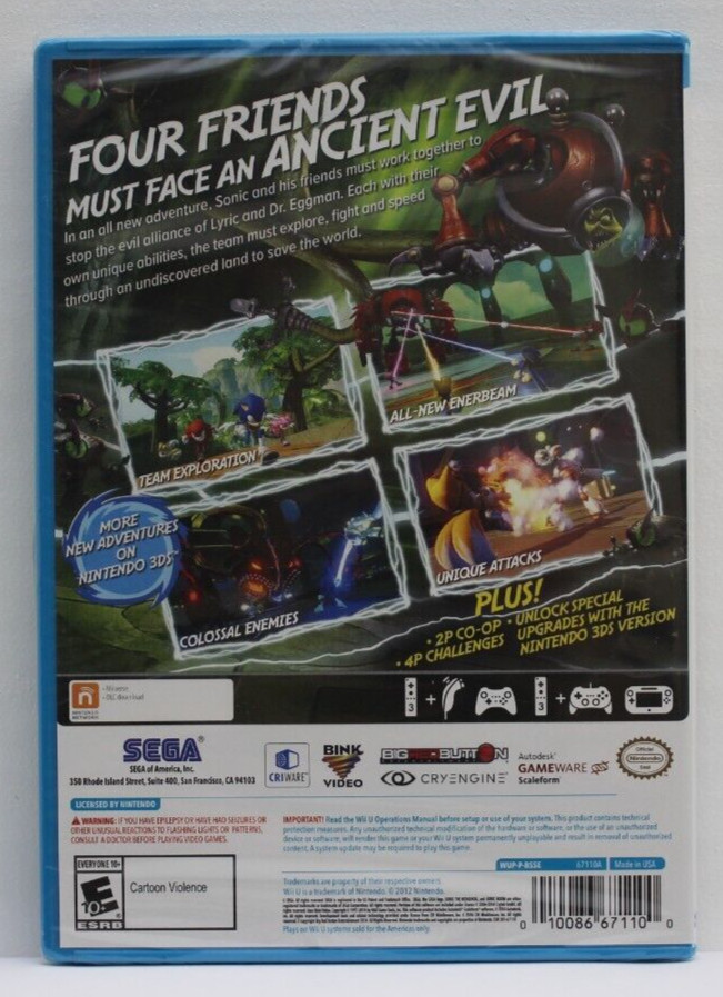 Sonic Boom: Rise of Lyric (Nintendo Wii U, 2014) Brand New Factory Sealed